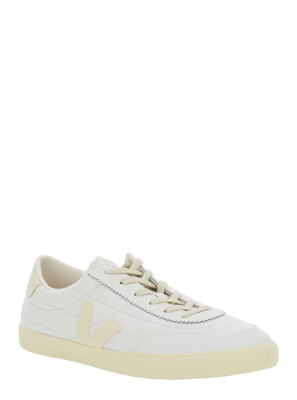 Shop Veja Panenka White Sneaker With Logo On The Side And Contrasting Heel In Leather Unisex