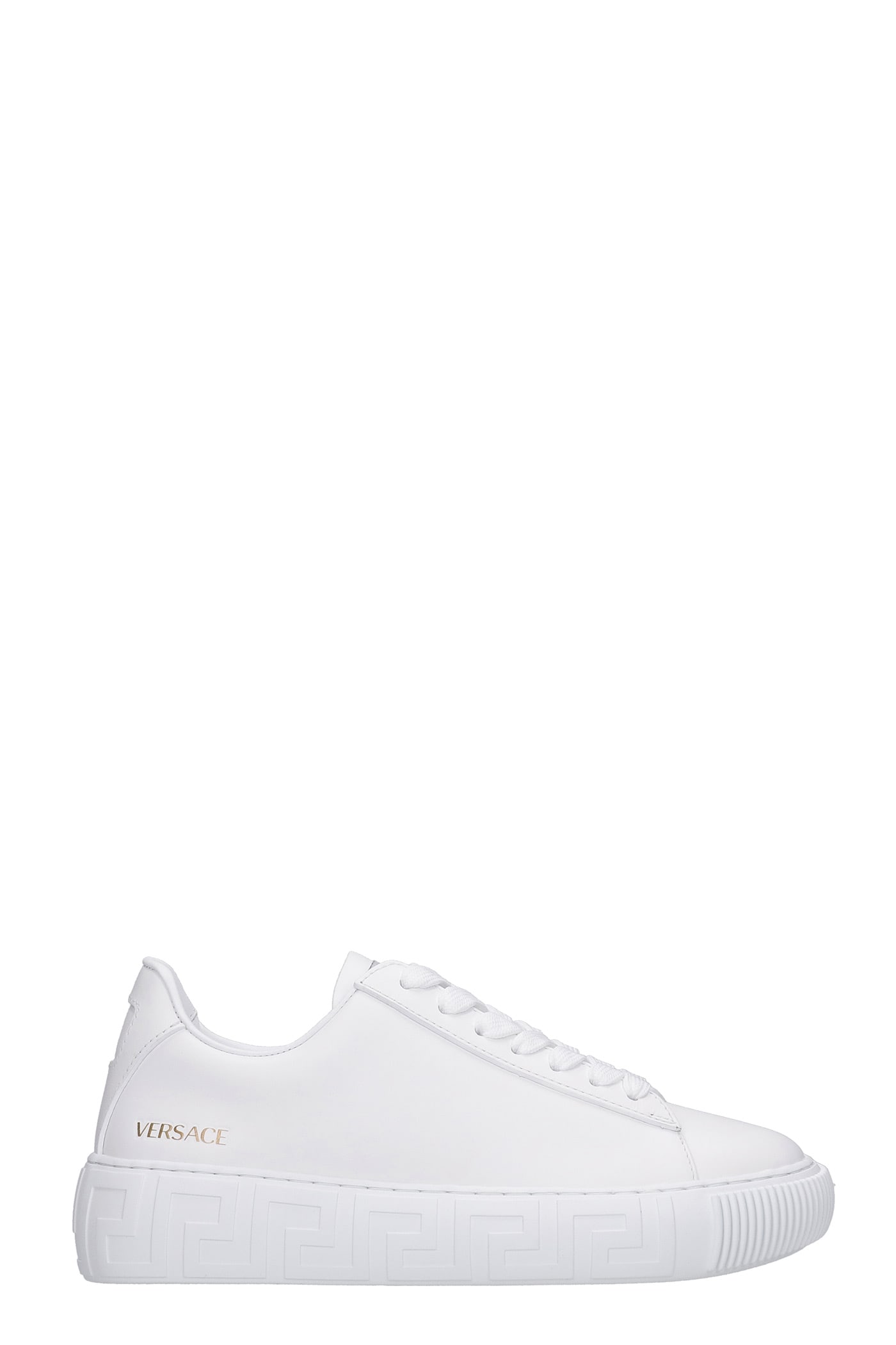 Versace Greca Sneakers In White Leather