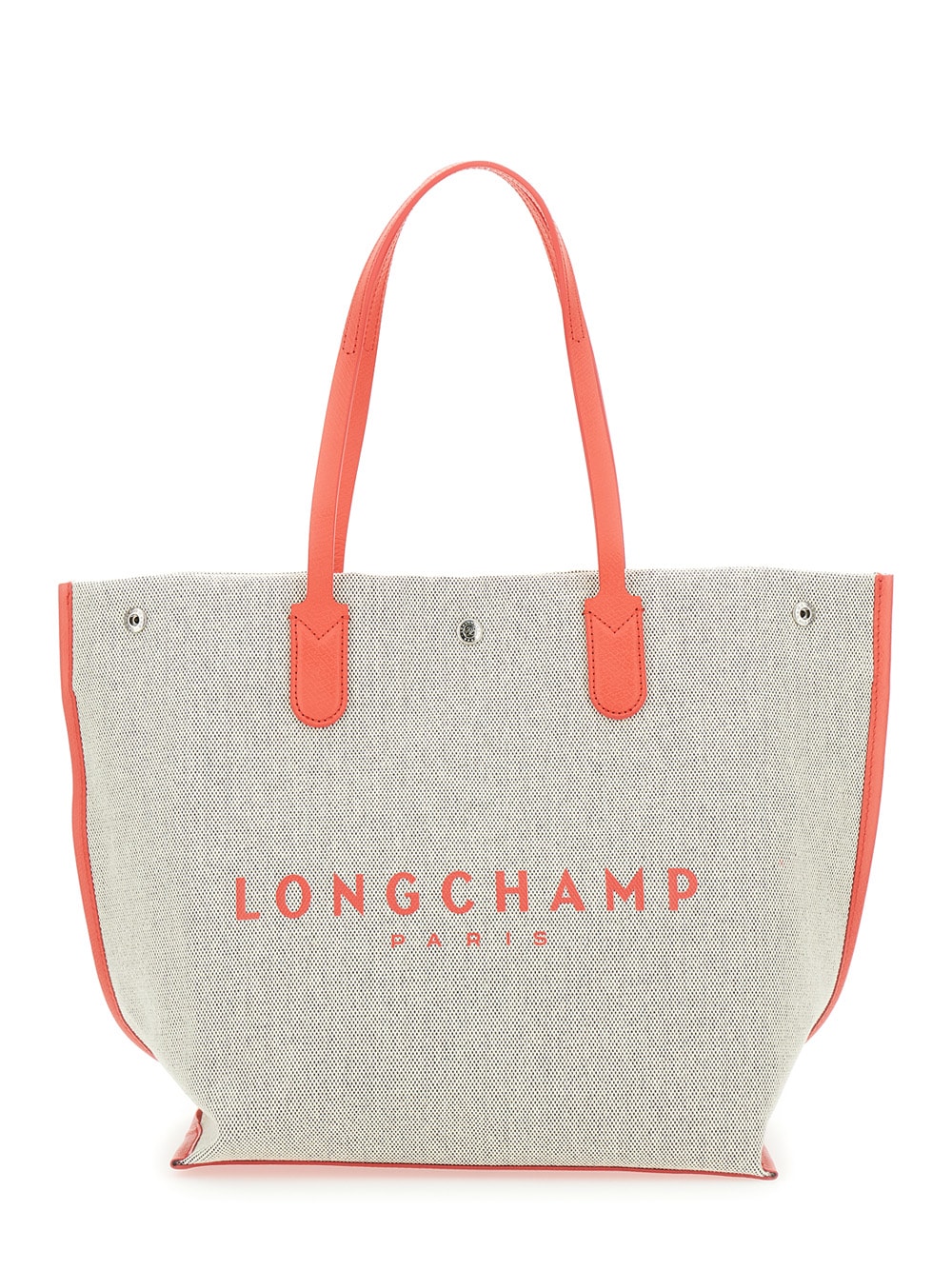 roseau Beige Tote Bag With Logo Print In Cotton Canvas Woman