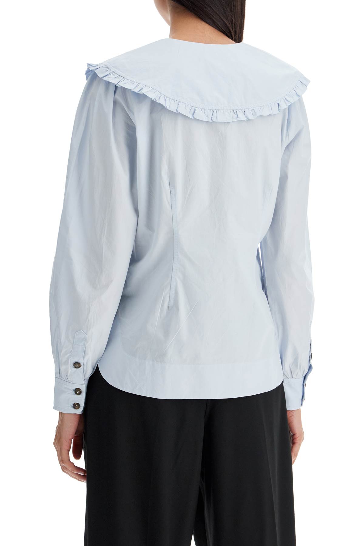 GANNI POPLIN SHIRT WITH OVERSIZED COLLAR