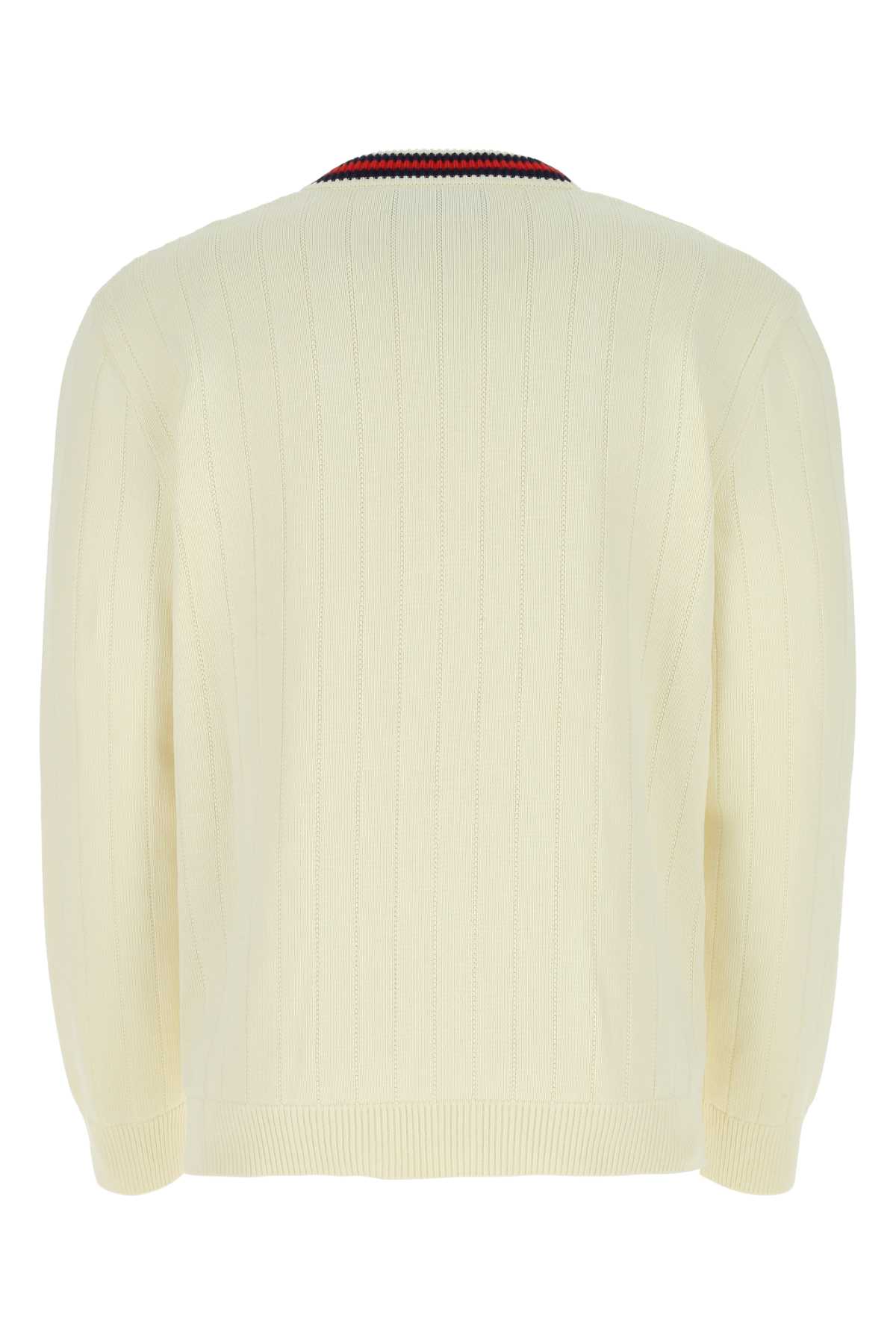 Shop Gucci Ivory Cotton Oversize Cardigan In 9182