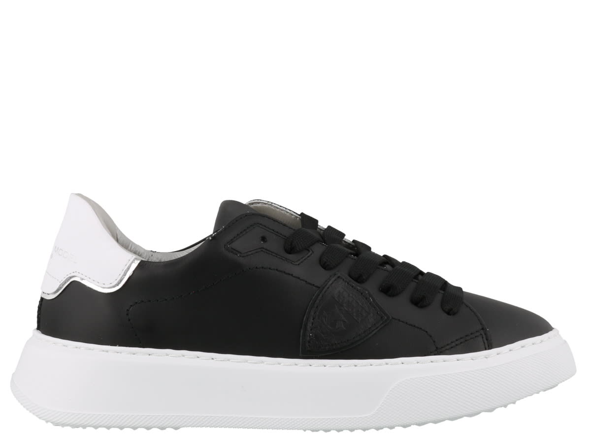 Philippe Model Black Leather Sneakers In Nero