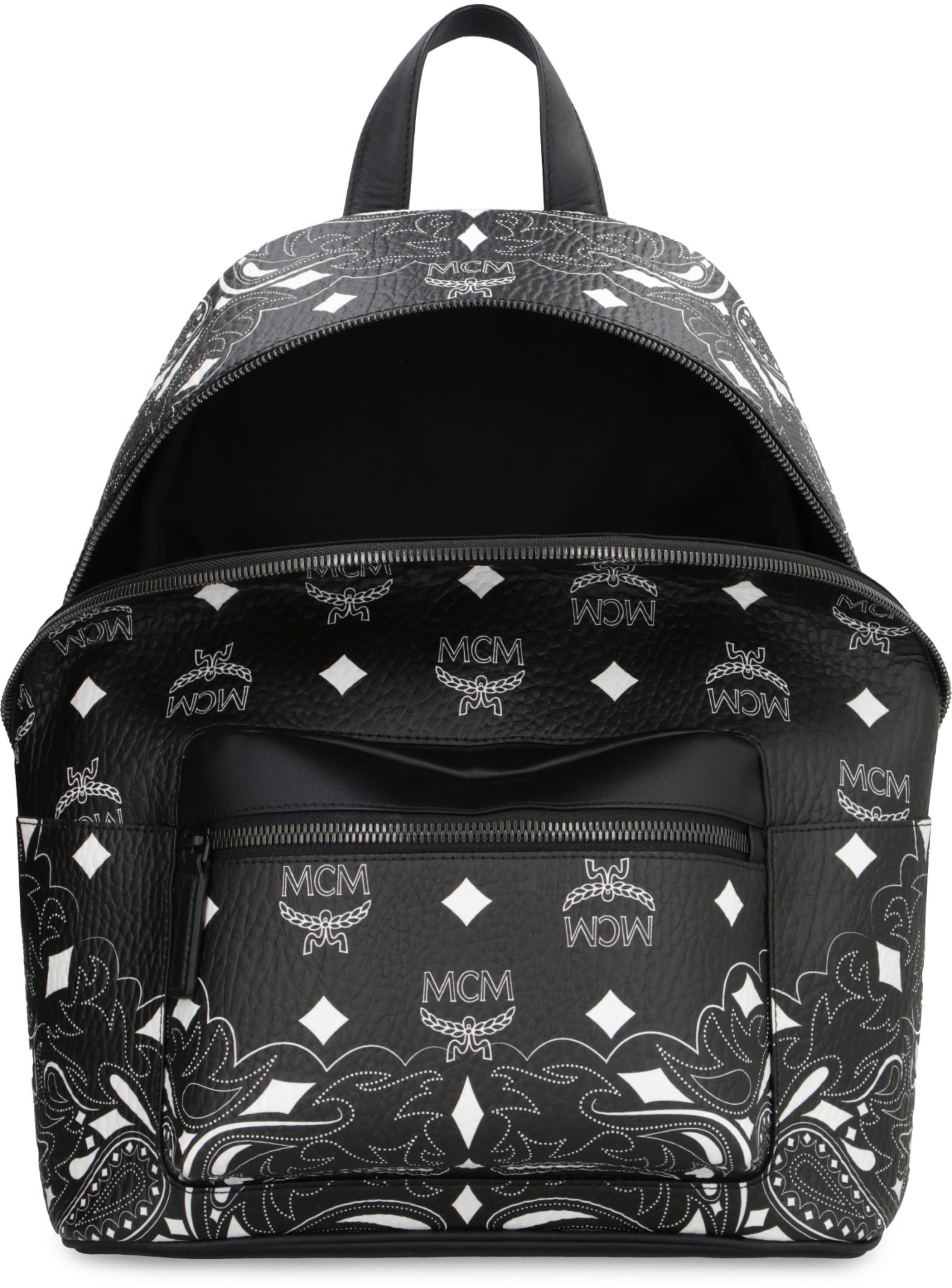 Shop Mcm Stark Faux Leather Backpack In Black