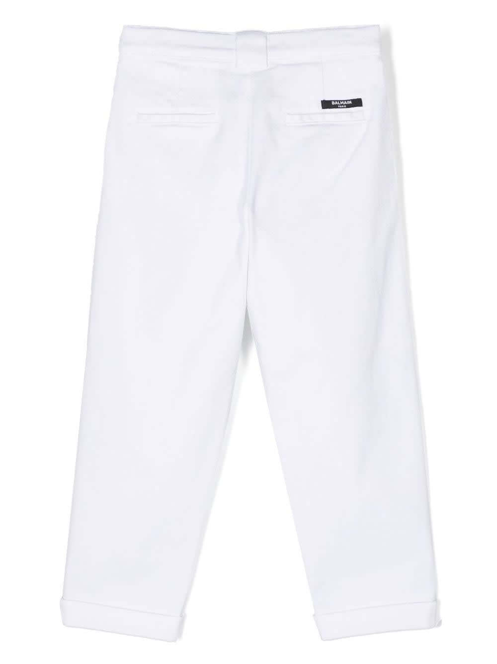 Balmain Kids' White Cotton Pants