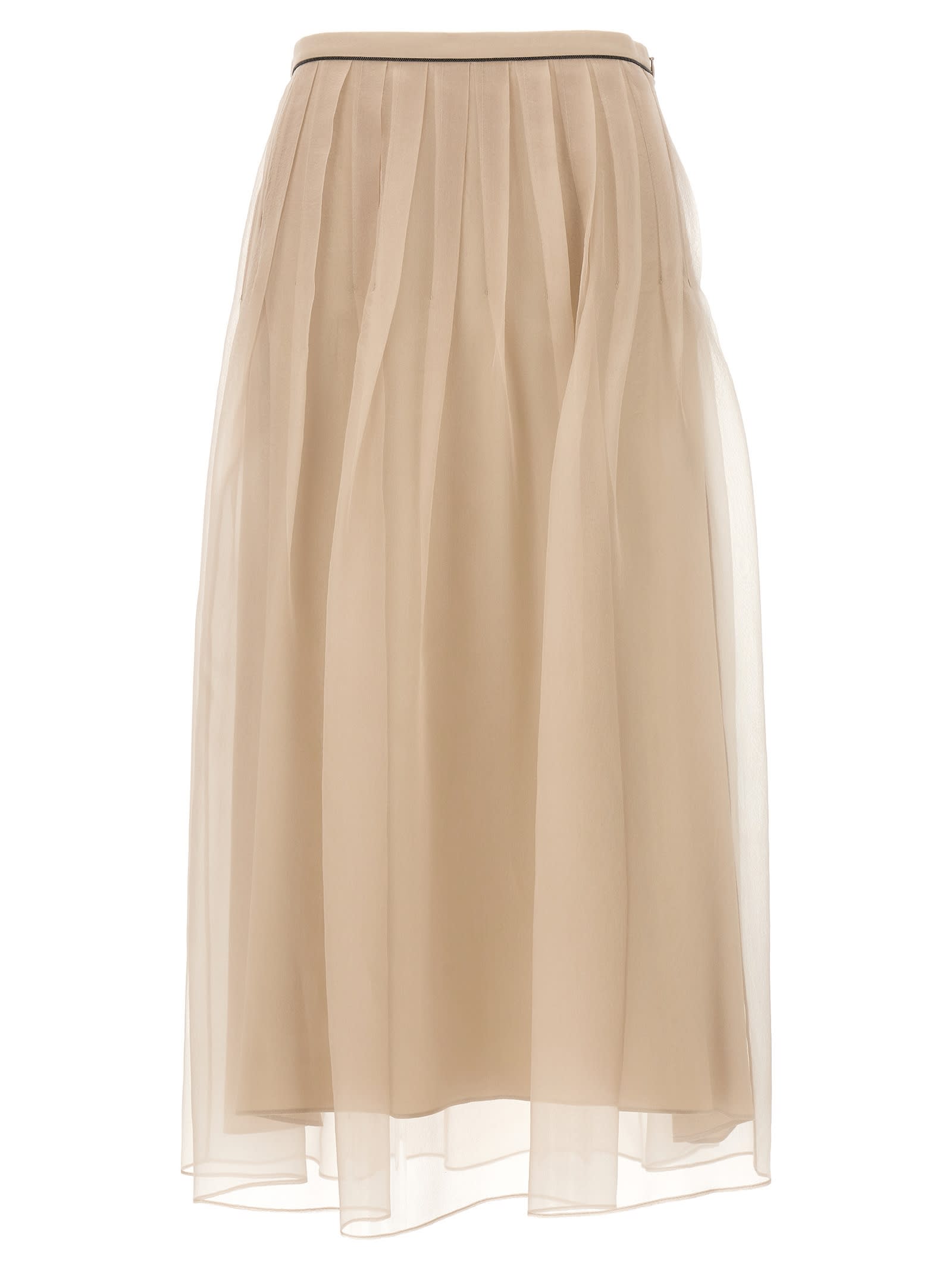 Shop Brunello Cucinelli Tulle Skirt In Feather