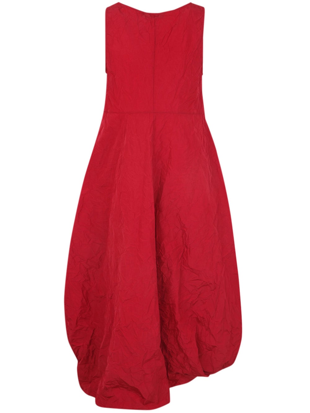 Shop Maria Calderara Marionetta Crinkled Opaque Taffeta Long Dress In Ruby Red
