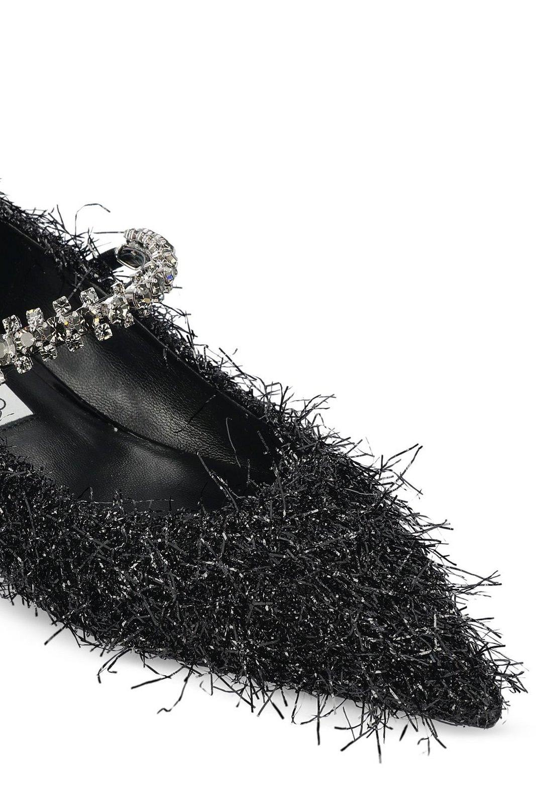 Jimmy Choo Bing Feather-embellished Ballet Flats In Nero