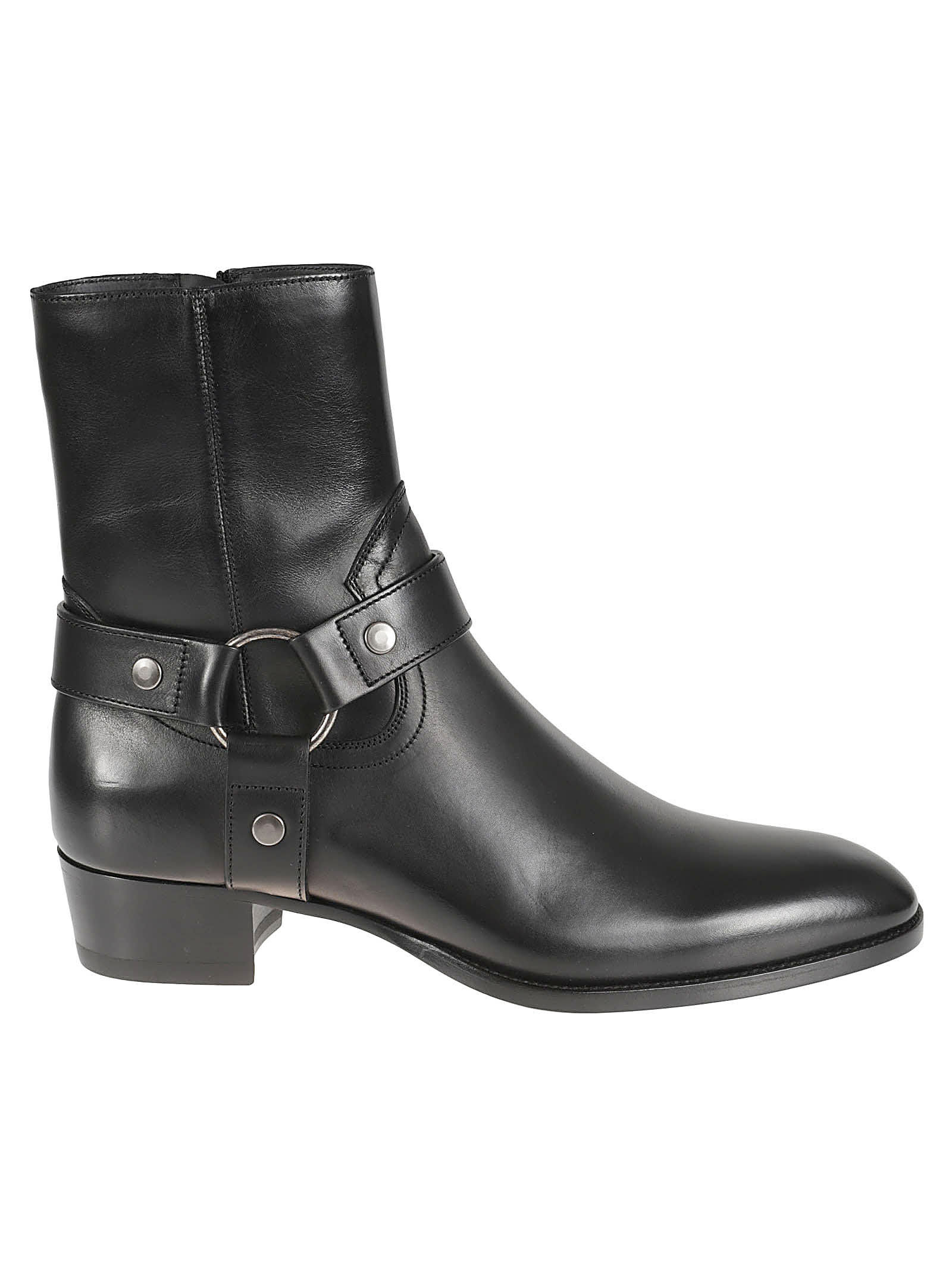 Saint Laurent Wyatt 40 Harness Boots In Black | ModeSens