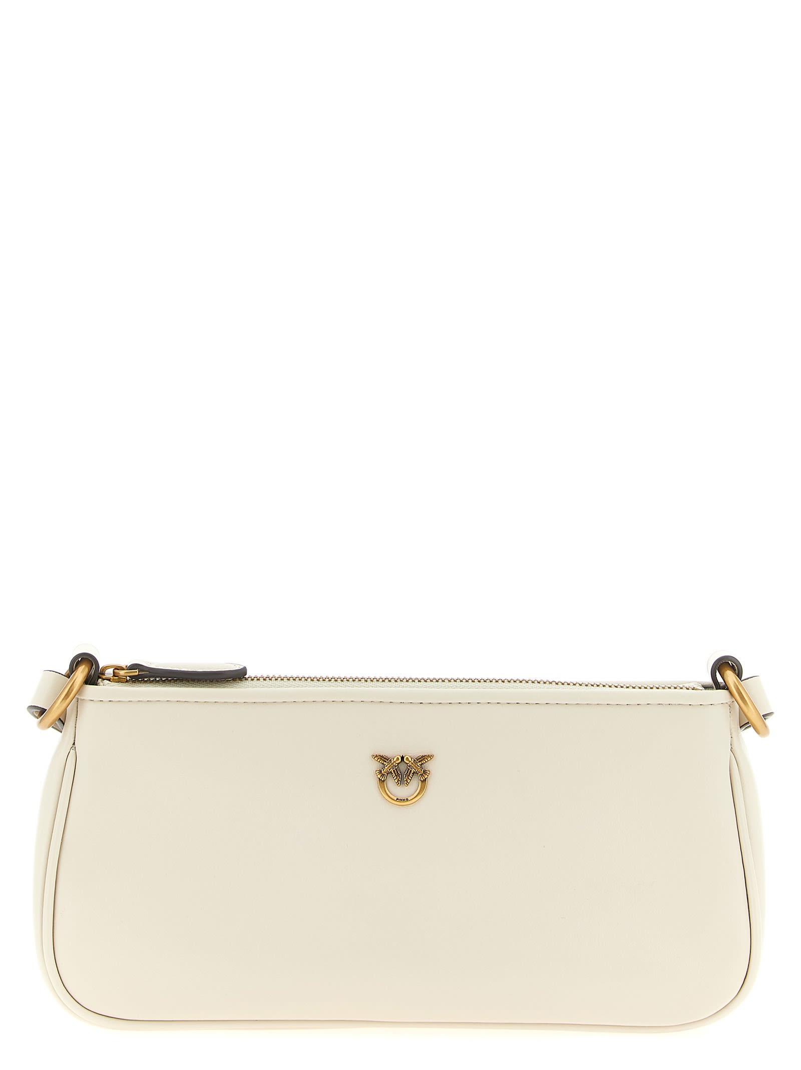 Pinko Mini Half Moon Logo-plaque Cross Body Bag In White