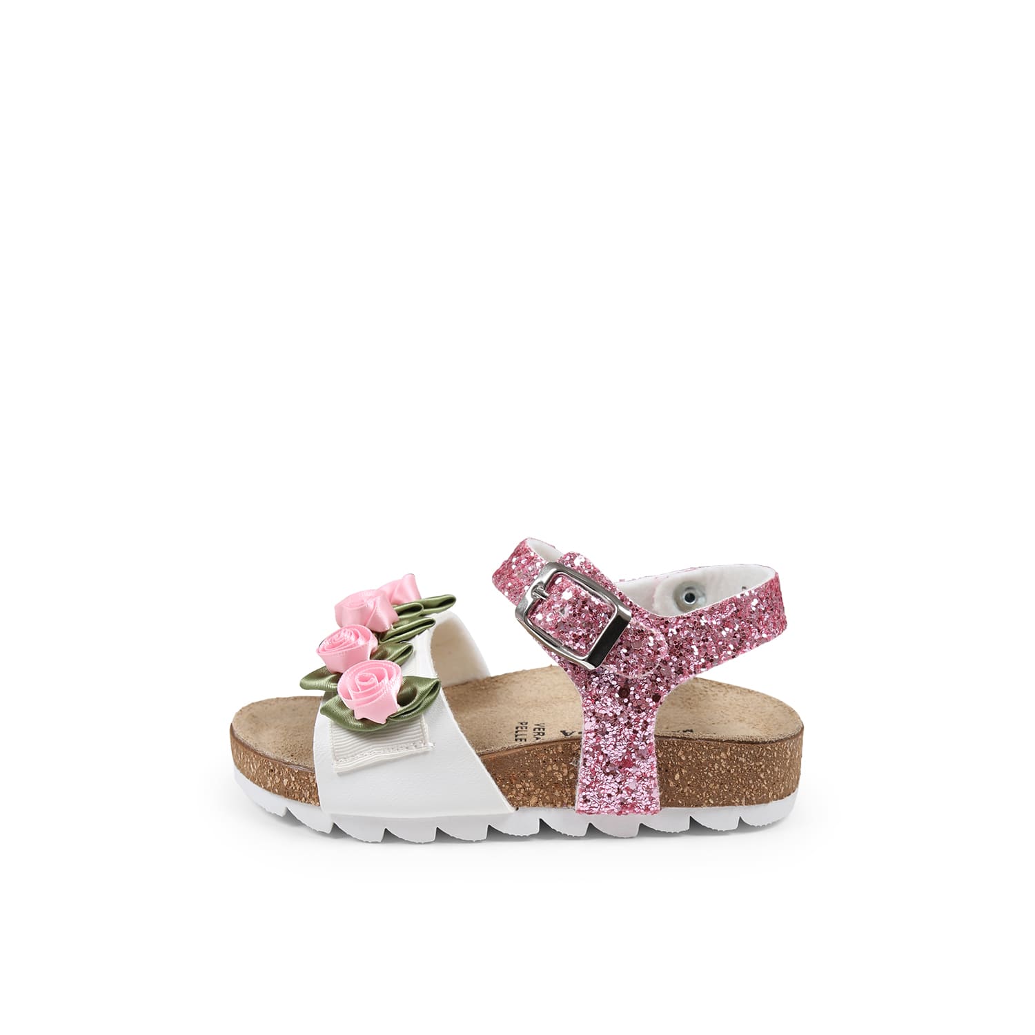 MONNALISA PINK SANDALS FOR GIRL WITH ROSES 
