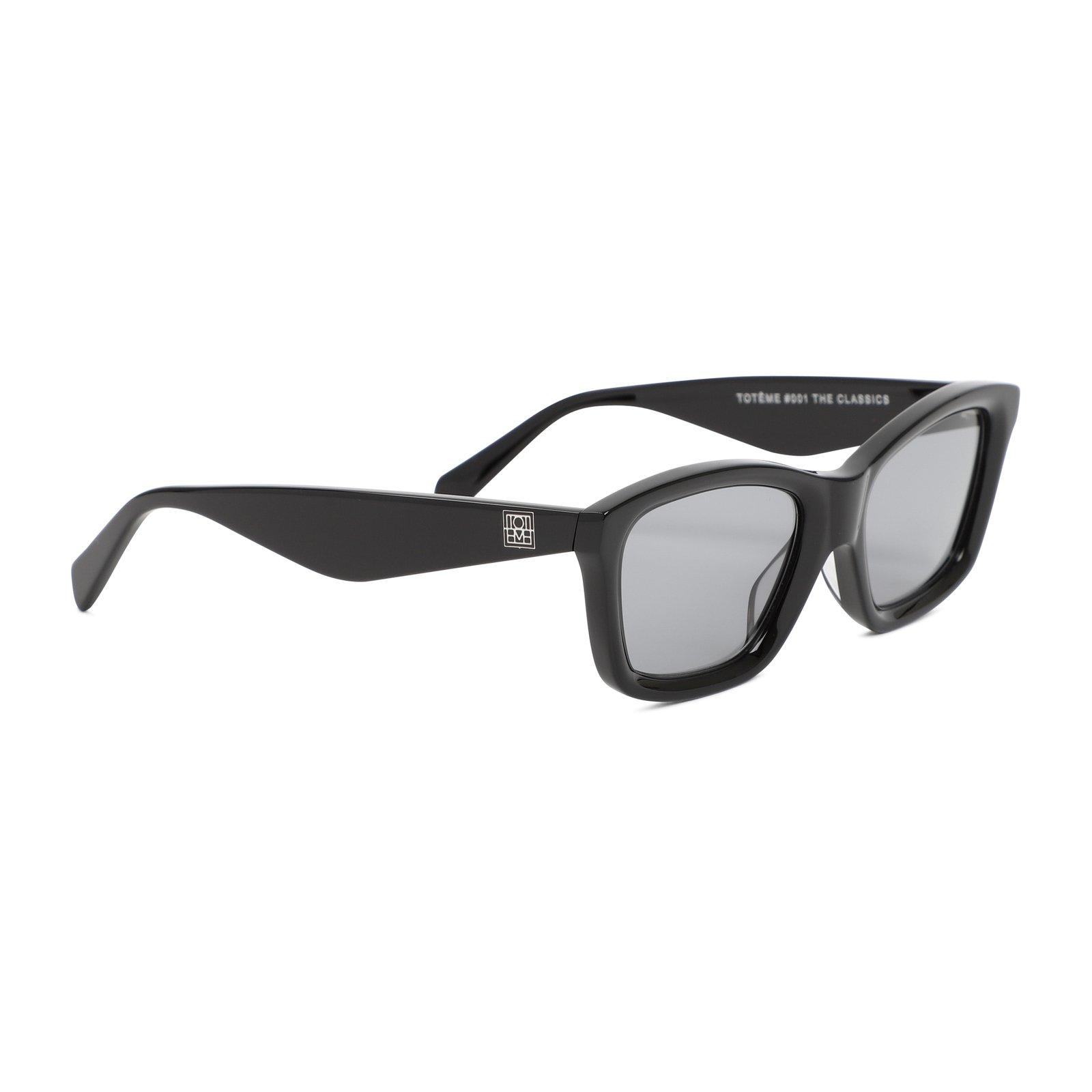 Shop Totême Rectangular Frame Sunglasses In Black