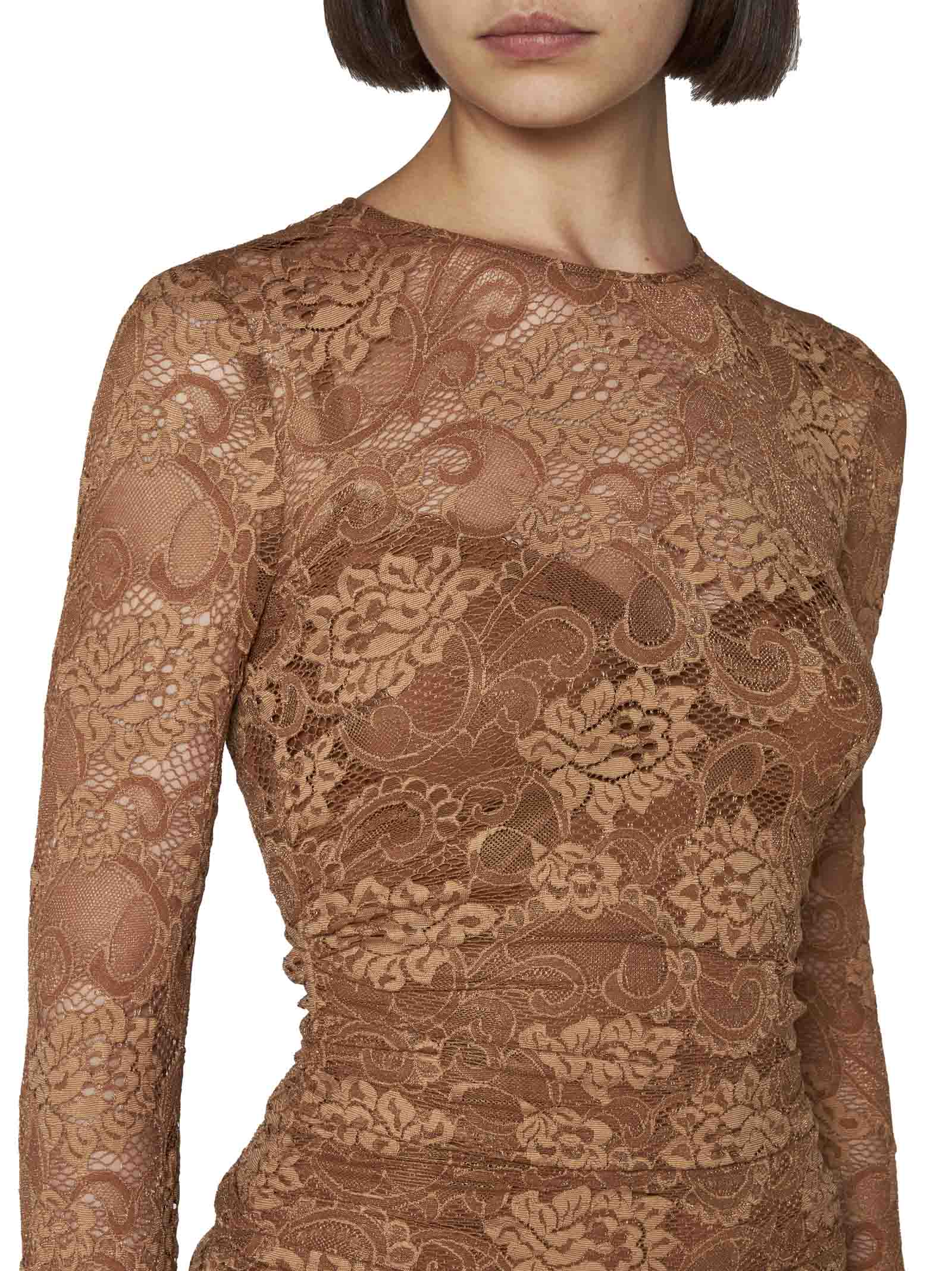 Dolce & Gabbana Lace Dress In Make Up Scuro