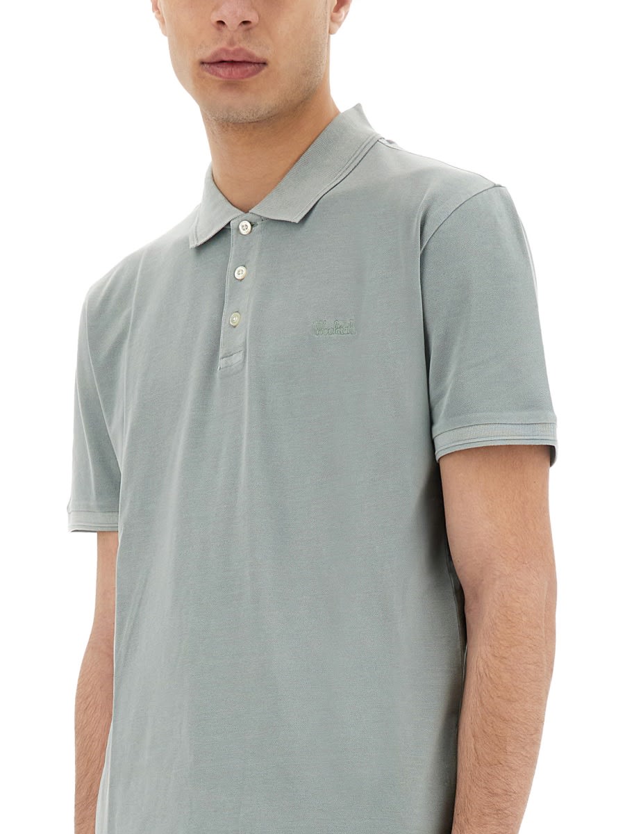Woolrich "mackinack" Polo Shirt Short Sleeves In Green