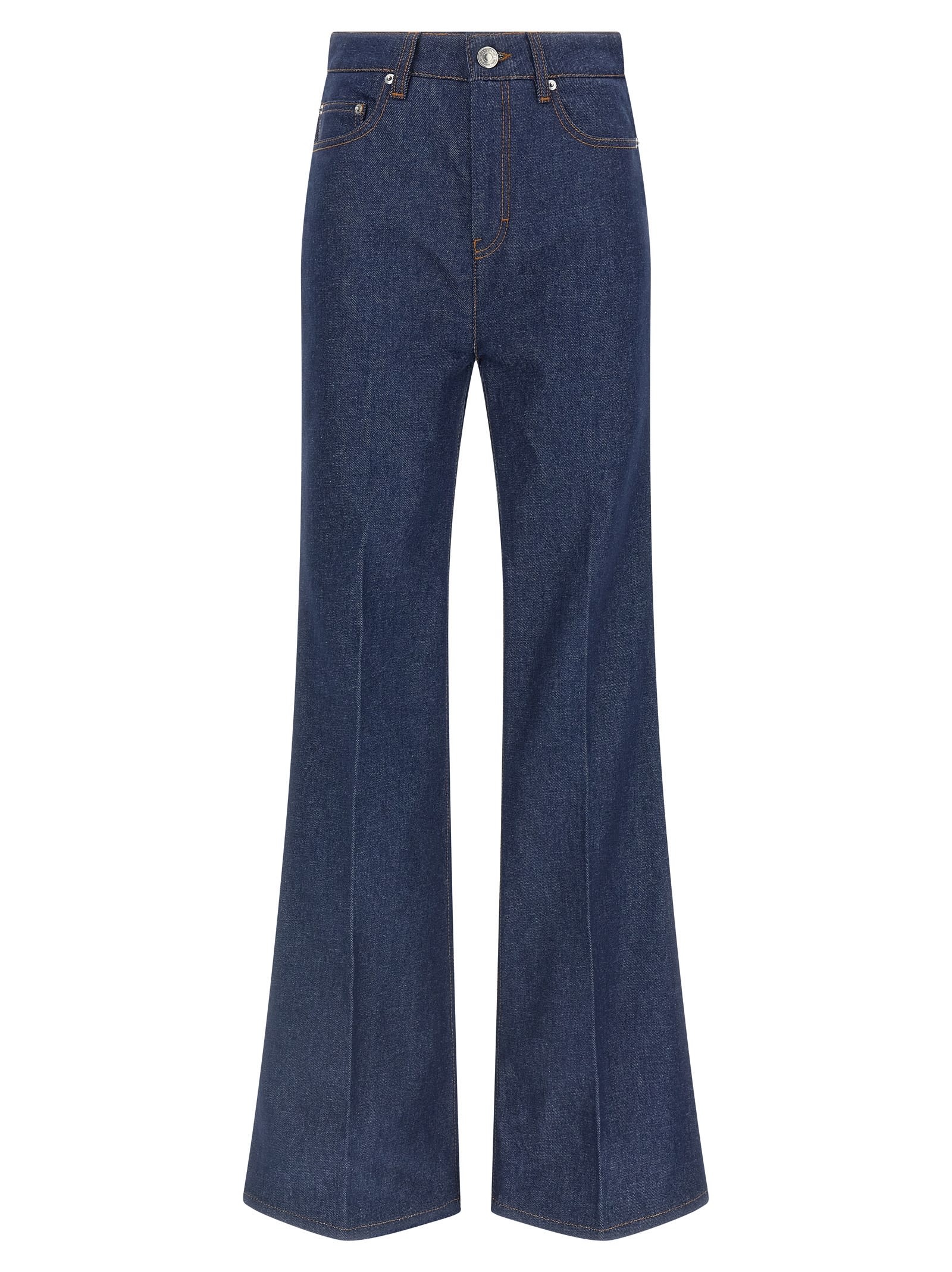 Ami Alexandre Mattiussi Wide Leg Denim Trousers Featuring Pockets In Blue