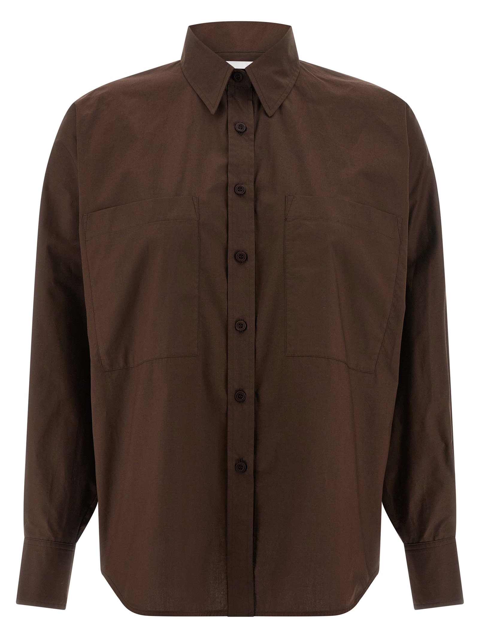 Nude Bat-sleeve Pocket Shirt In Brown