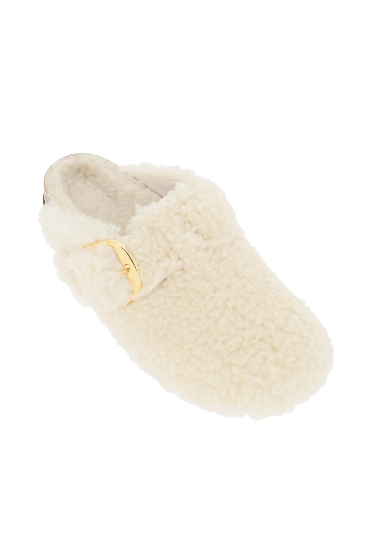 Birkenstock Womens Eggshell Shearling Boston Buckle-embellished Clogs In Ivory