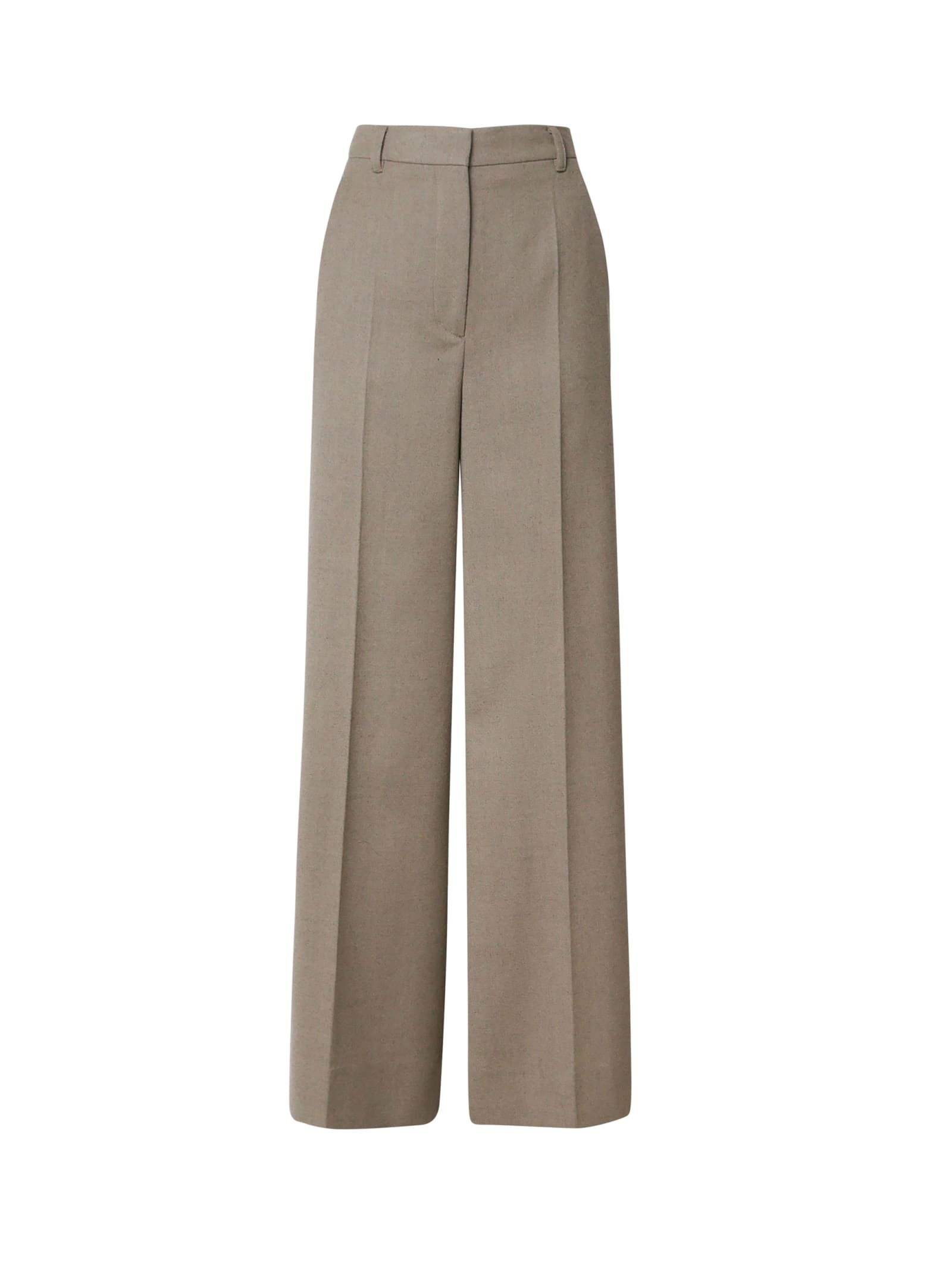 Shop Stella Mccartney Flannel Palazzo Trousers In Light Moss