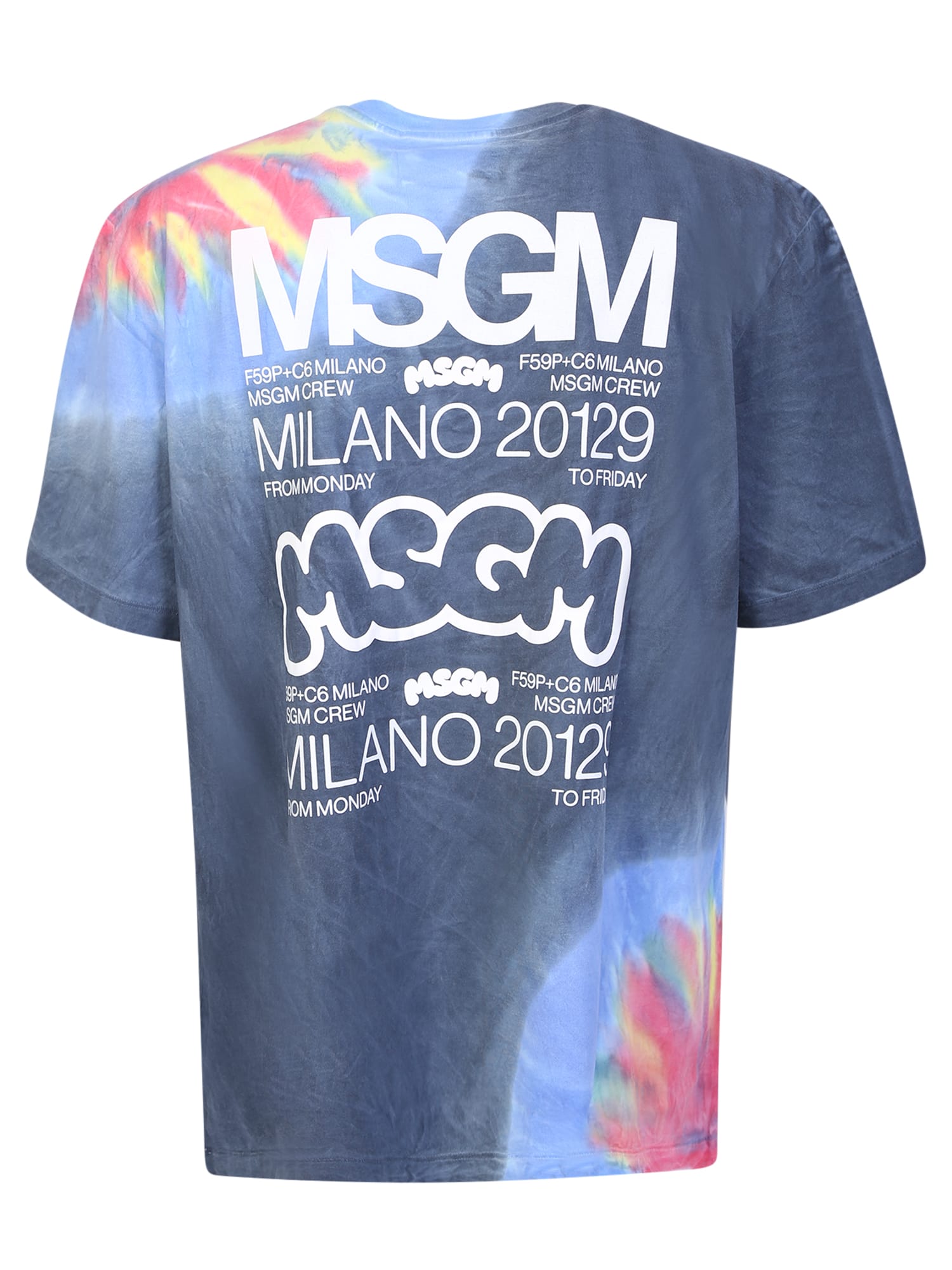 Shop Msgm Bold Logo Tie-dye T-shirt In Multi
