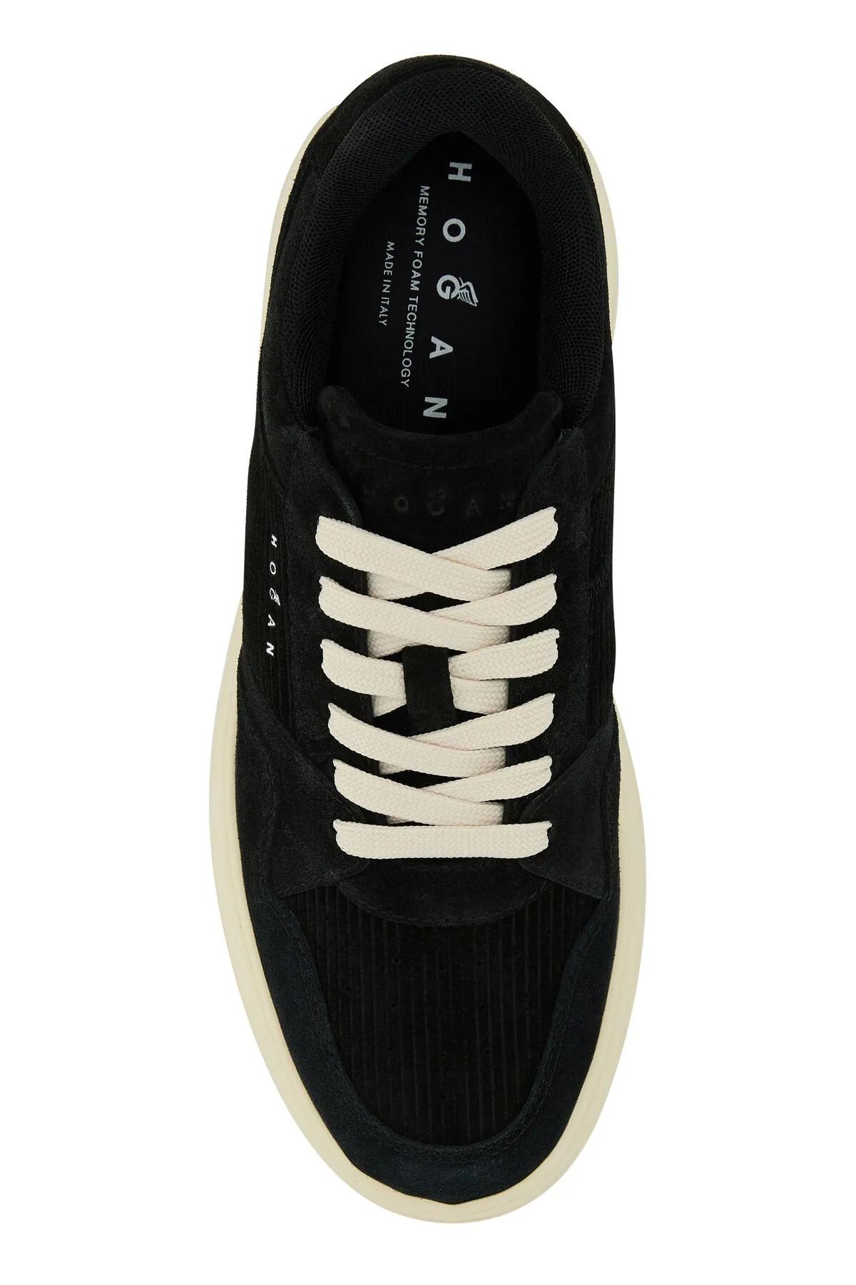 Shop Hogan Black Suede Skyscraper Sneakers In Nero