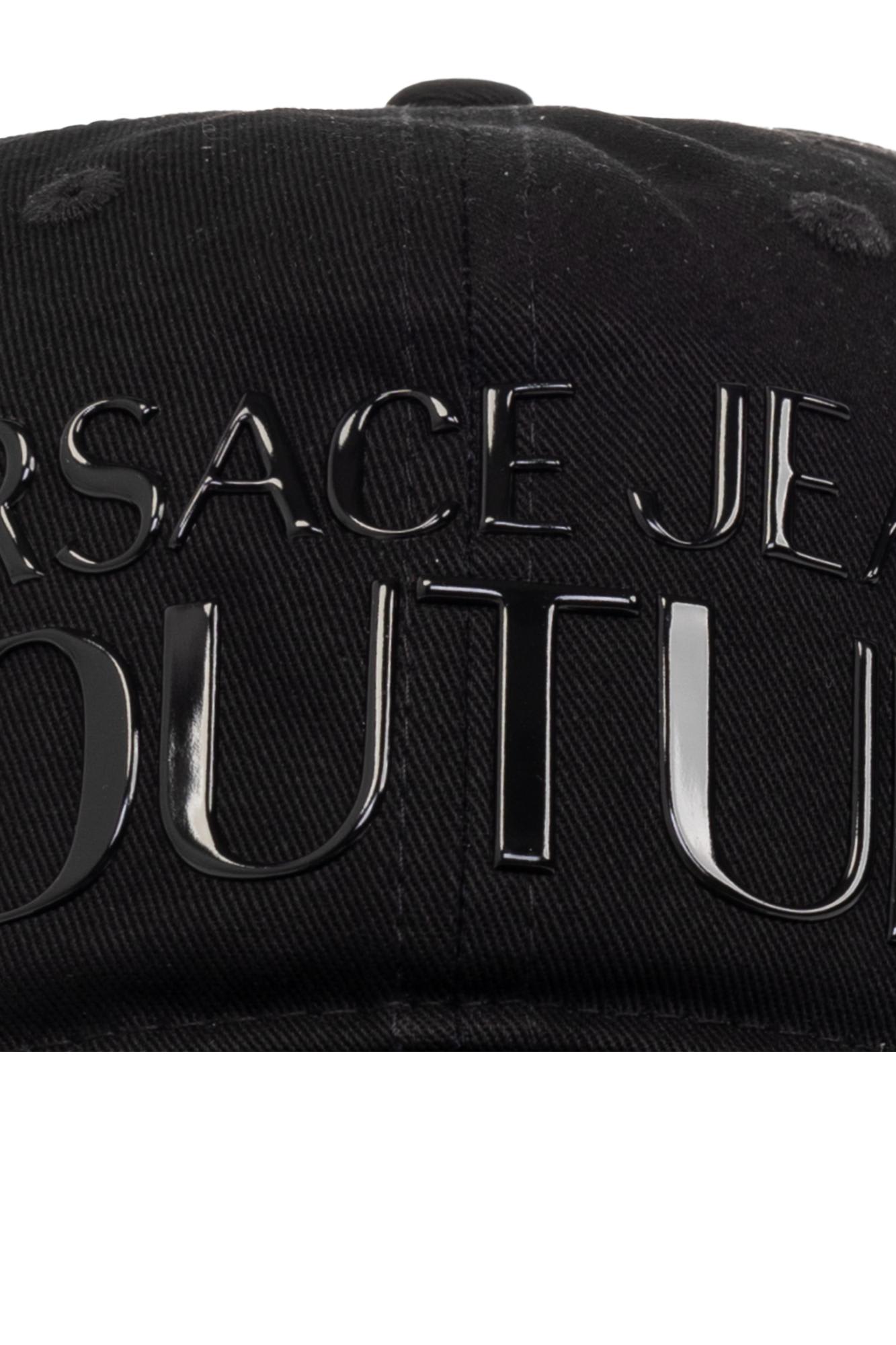 Shop Versace Jeans Couture Baseball Cap With Logo In Black