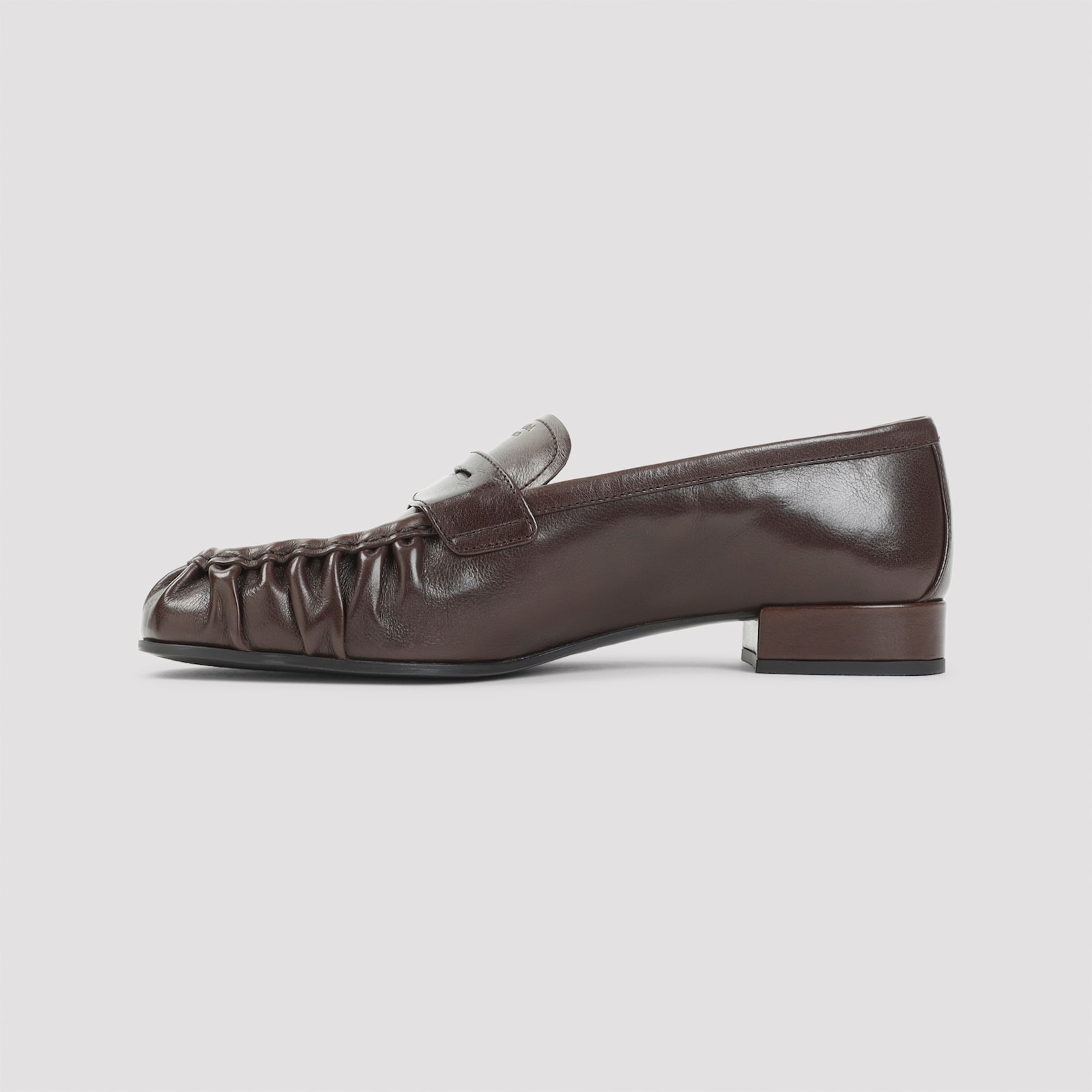 Prada Stylish Loafers Featuring Ruched Detailing In Brown