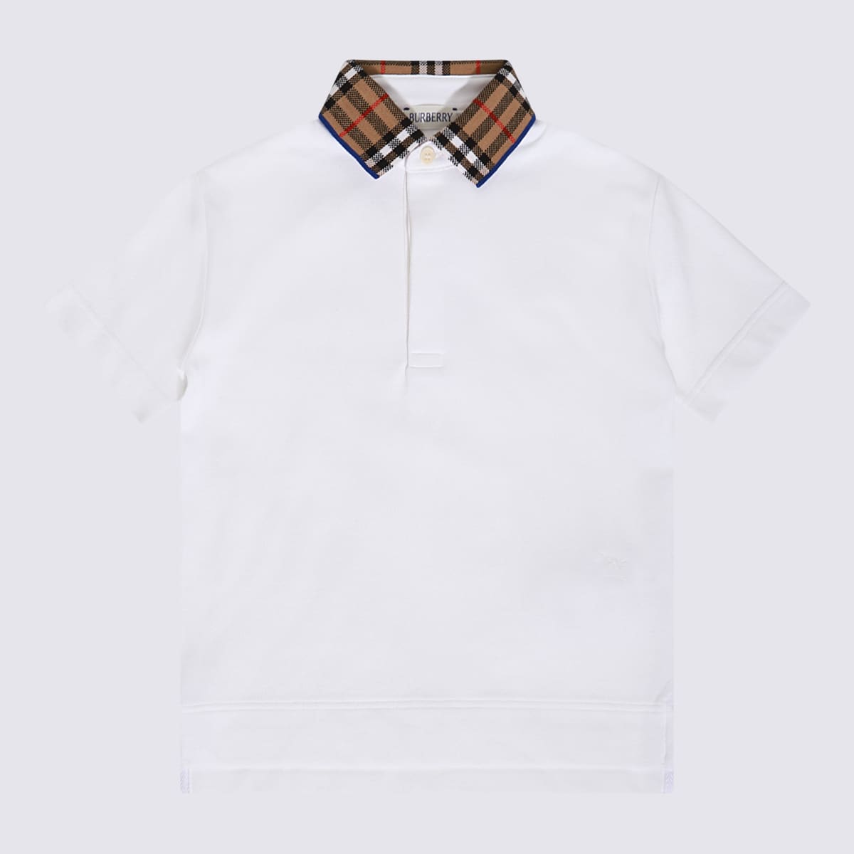 Burberry Kids' White And Archive Beige Cotton Polo Shirt
