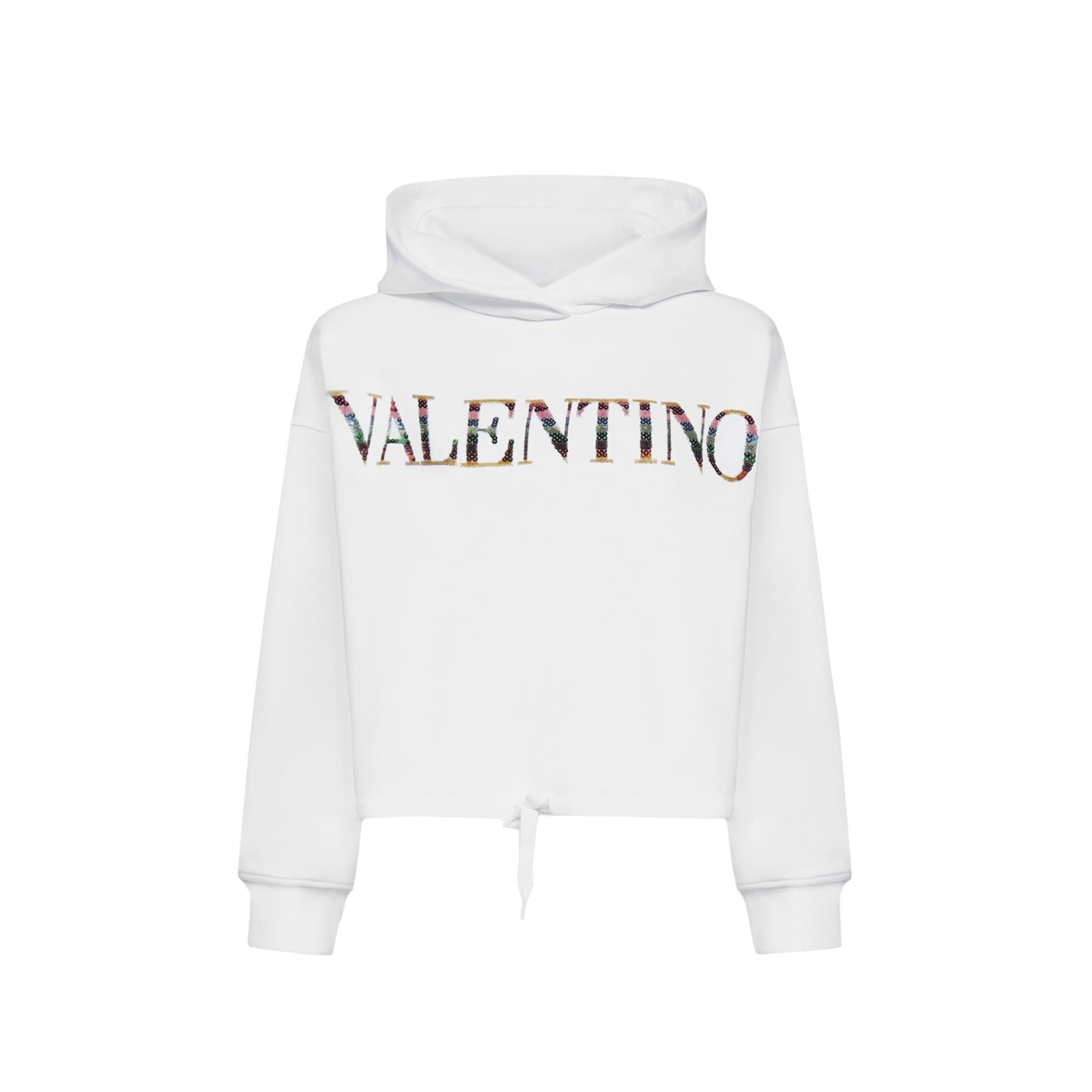 Shop Valentino Cotton Logo Sweatshirt In White