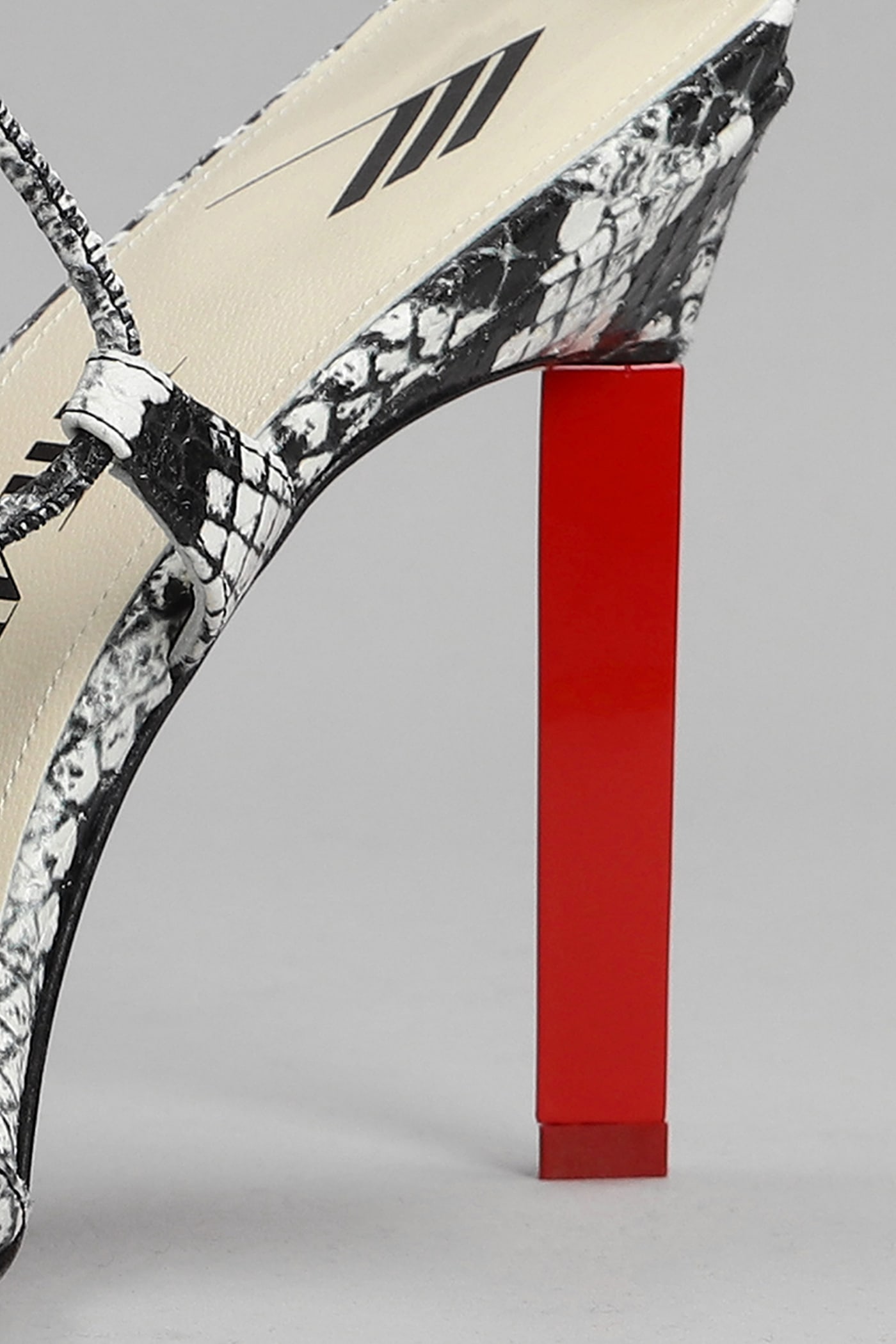 Attico Adele Snakeskin-print Sandals In Black And White Leather Woman In Piton
