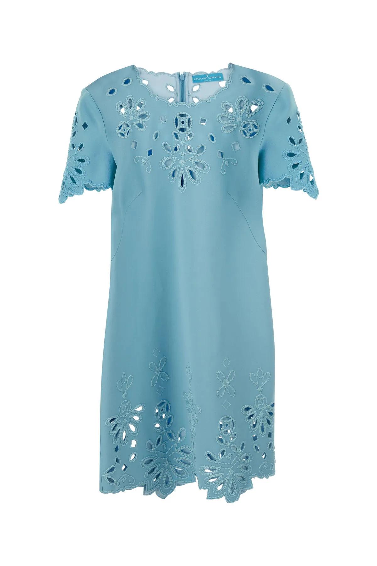Shop Ermanno Scervino Light Blue Viscose Blend Dress In Heritage Blu