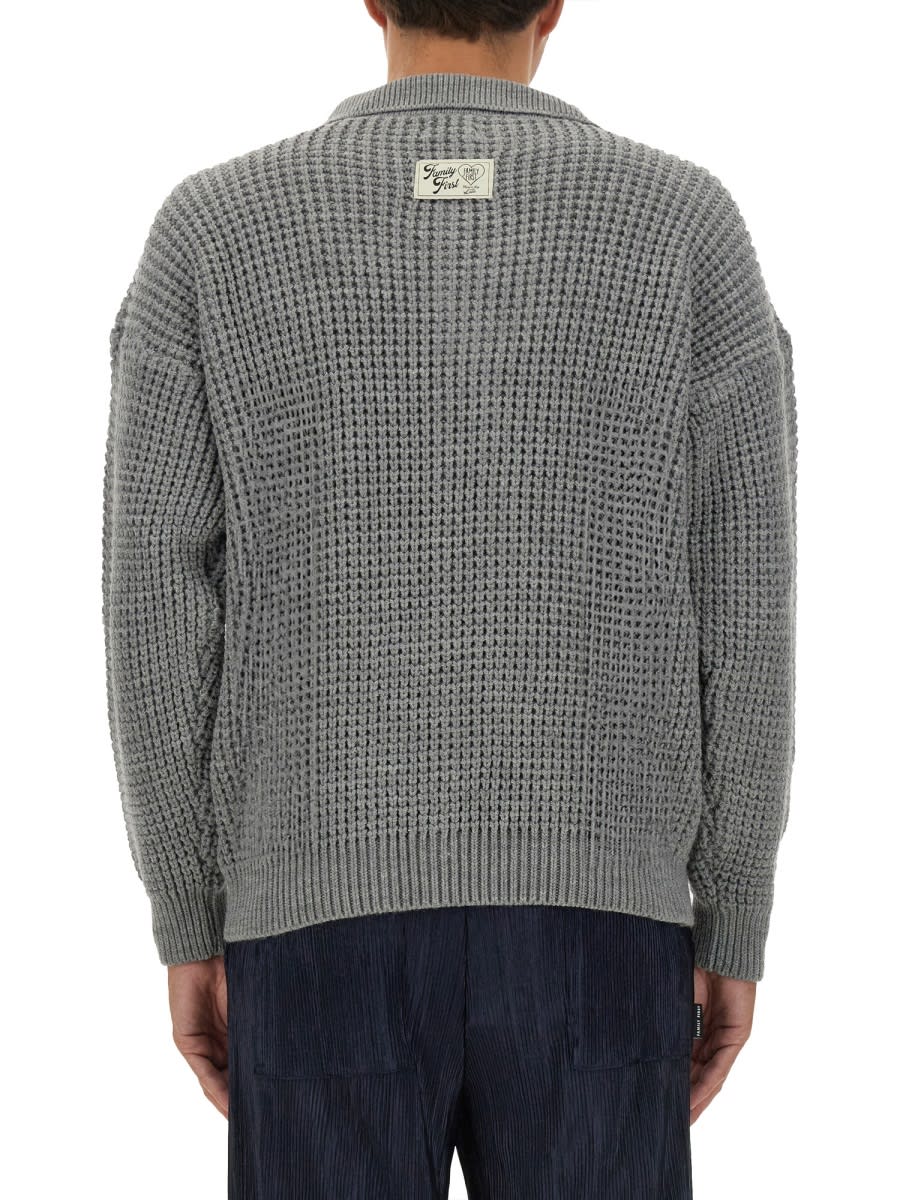 Shop Family First Milano Polo Cardigan In Grey