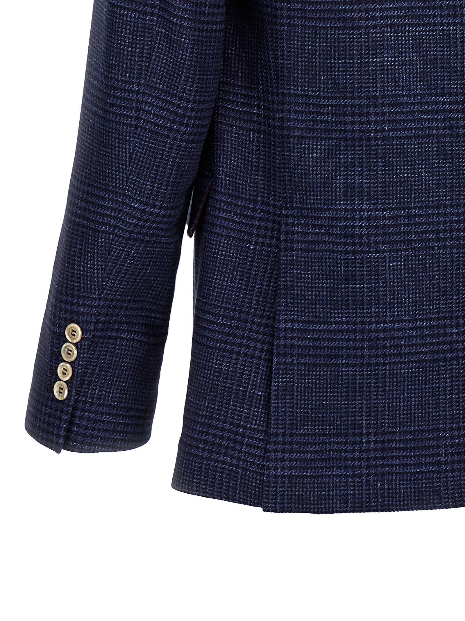 Shop Brunello Cucinelli Check Single-breasted Blazer In Blue