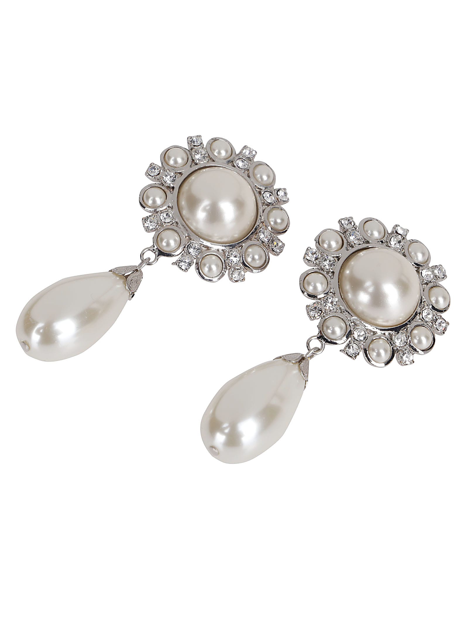Alessandra Rich Cream/silver Tone Earrings