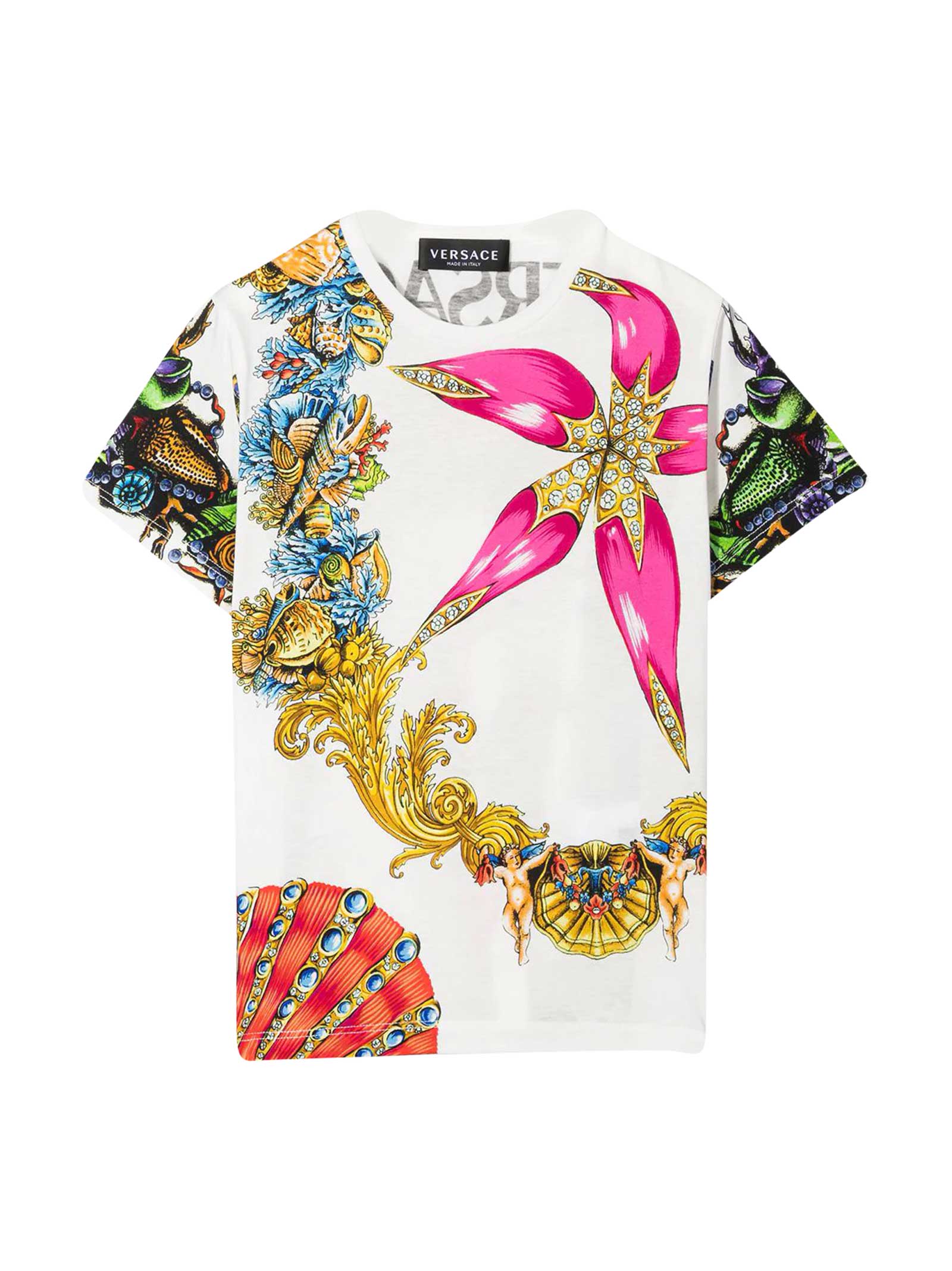 Young Versace Kids' Young Print T-shirt In Multicolor