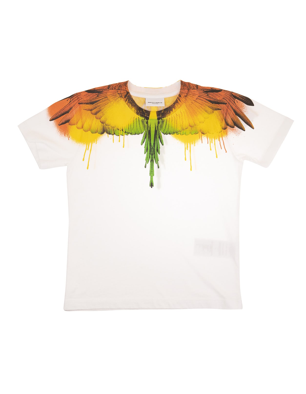 MARCELO BURLON COUNTY OF MILAN WHITE COTTON WINGS-PRINT SHORT-SLEEVE T-SHIRT,1104-0010 B000