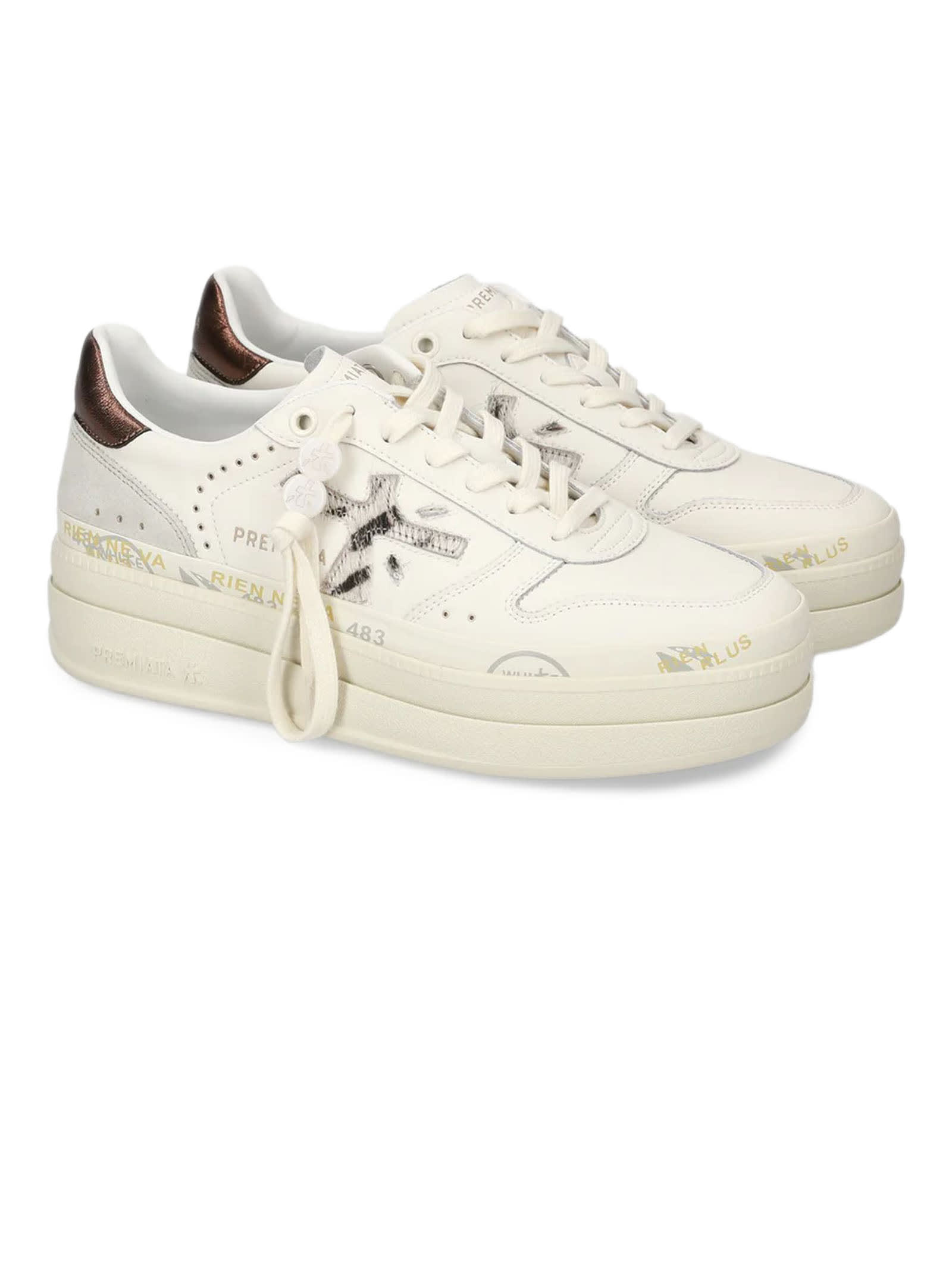 Shop Premiata White Micol Sneakers