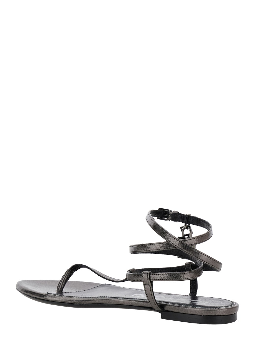 Shop Tom Ford Metallic Low Sandal With Padlock In Leather Woman