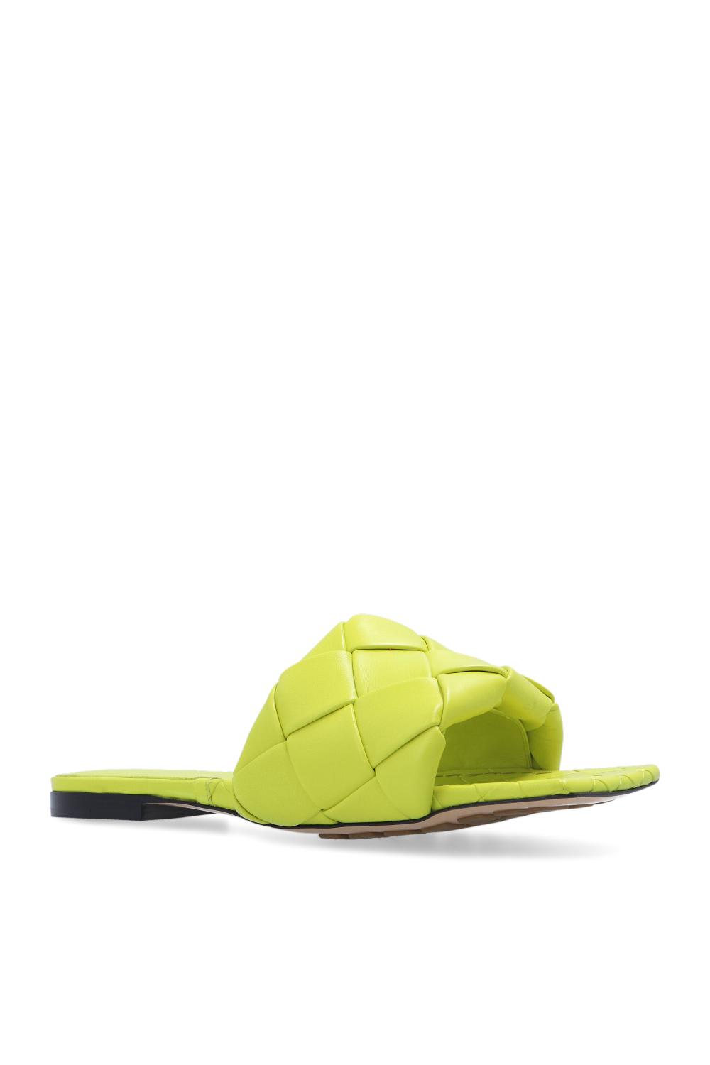 Shop Bottega Veneta Lido Leather Slides In Green