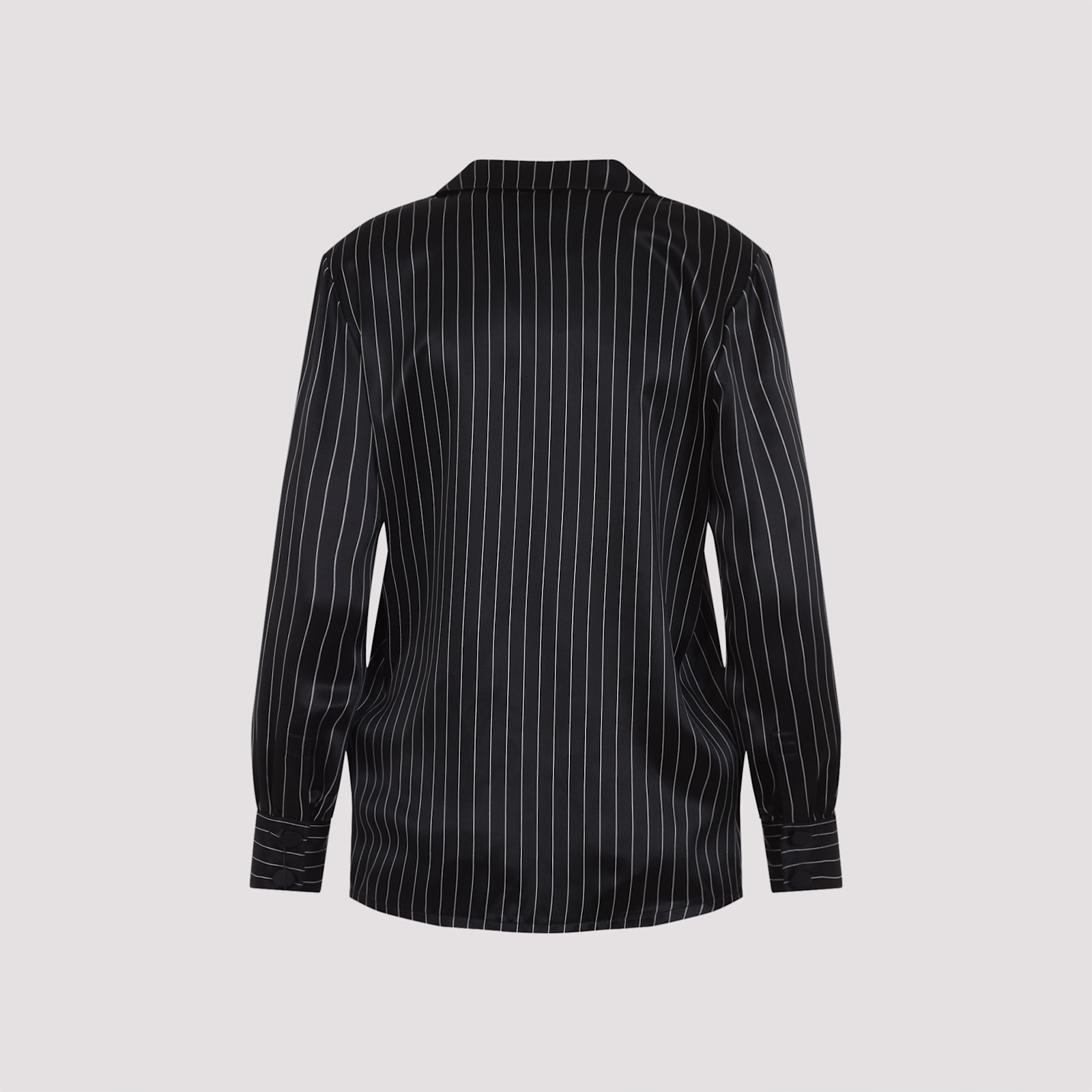Saint Laurent Striped Silk Pajam Shirt In Noir Craie