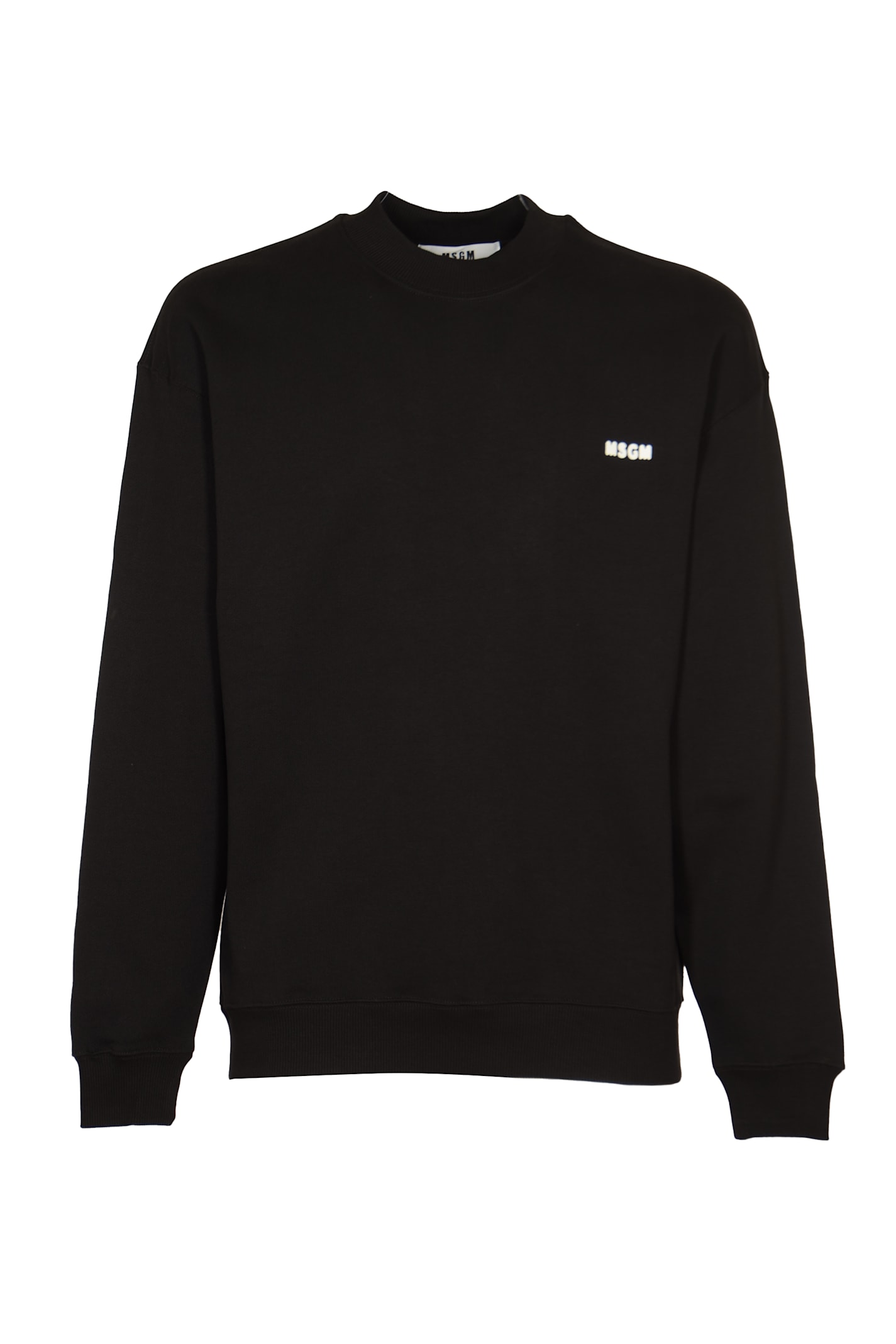 Shop Msgm Logo Detail Rib Trim Sweatshirt In Black