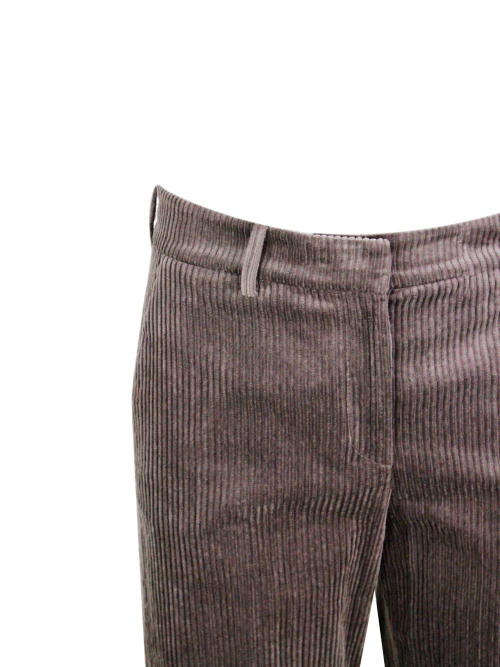 Antonelli Brown Trousers With Belt Loops In Velvet Woman In Brown