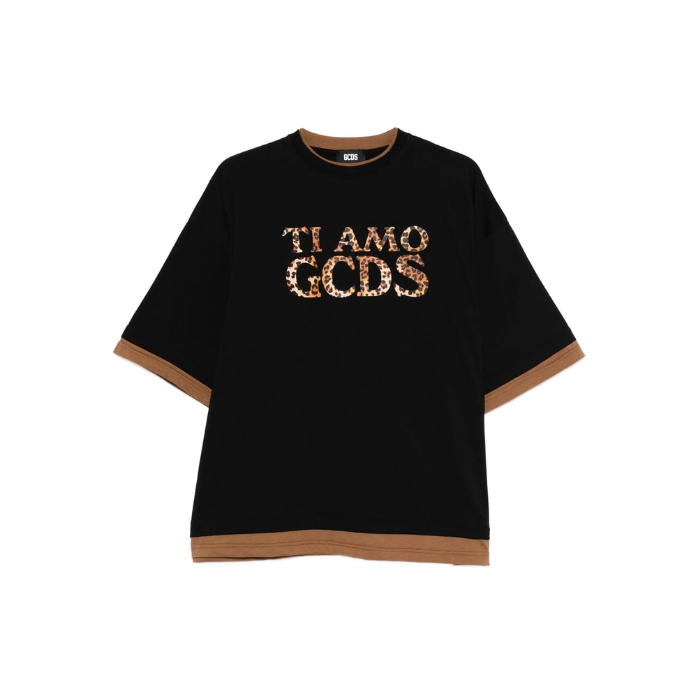 Gcds Love Logo Oversized T-shirt In Black