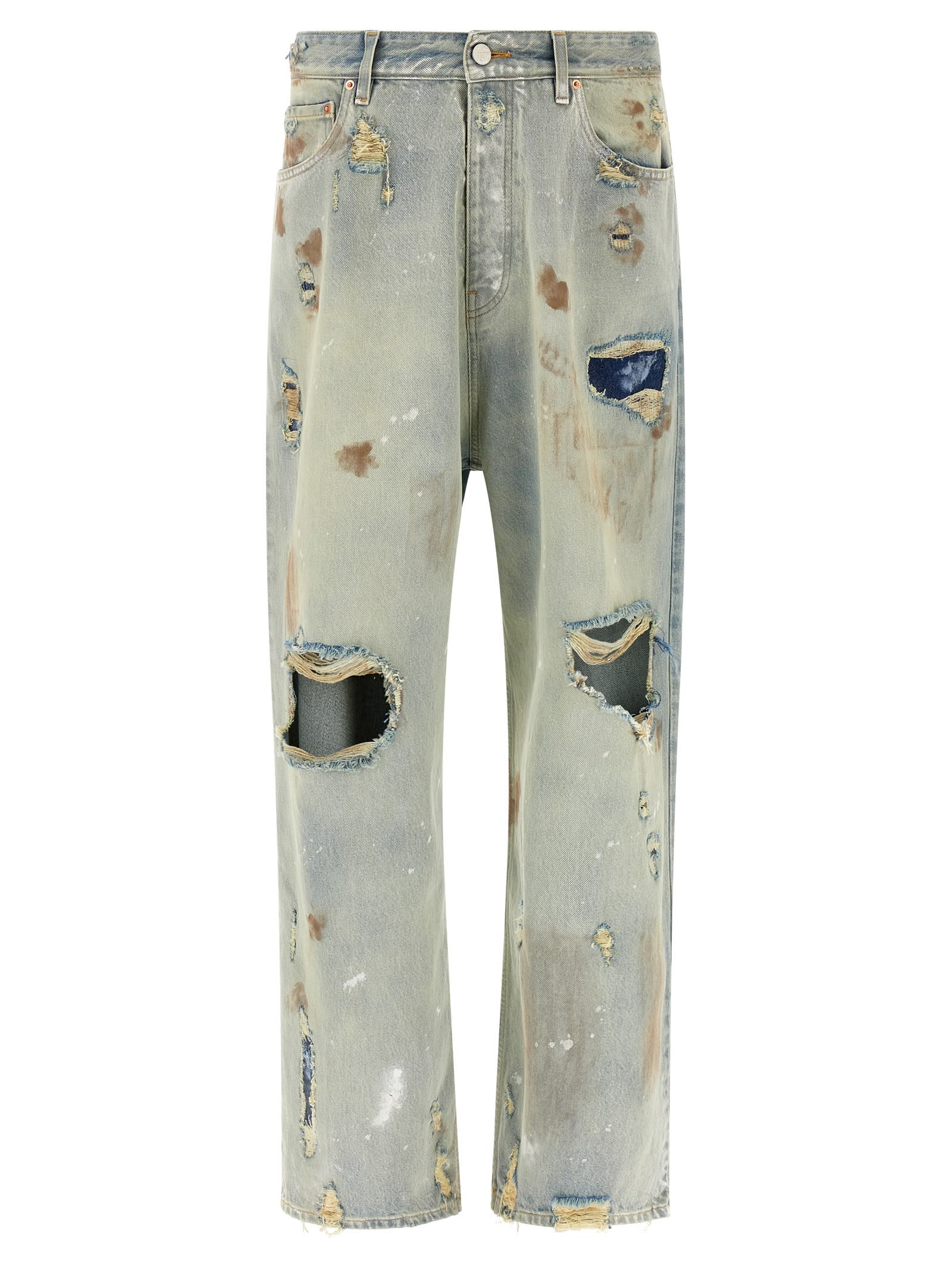 blue Trashed Big Shape Jeans