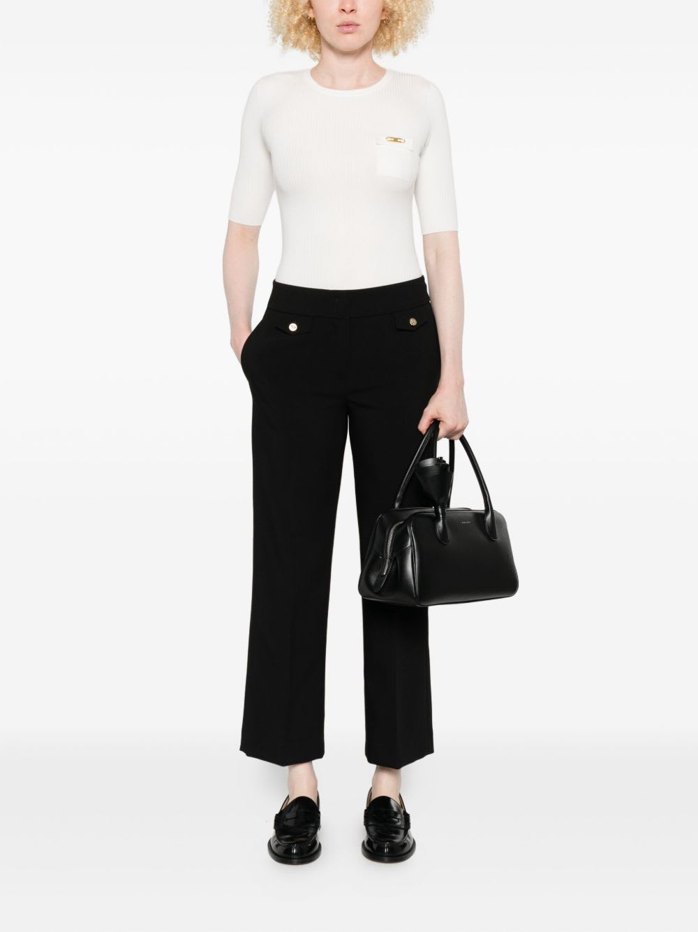 Elisabetta Franchi White Short-sleeved Sweater In Multi