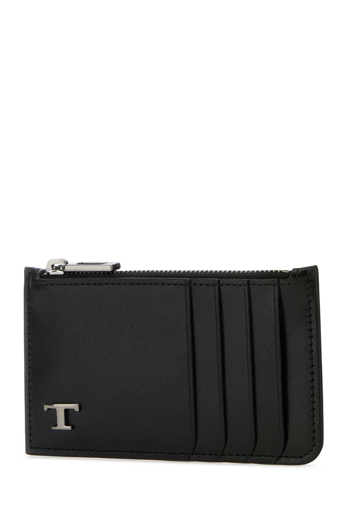 Tod's Black Leather Card Holder In Altraversione