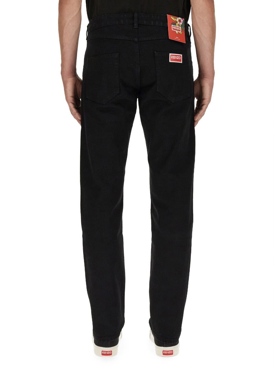 Shop Kenzo Straight Leg Jeans In Black