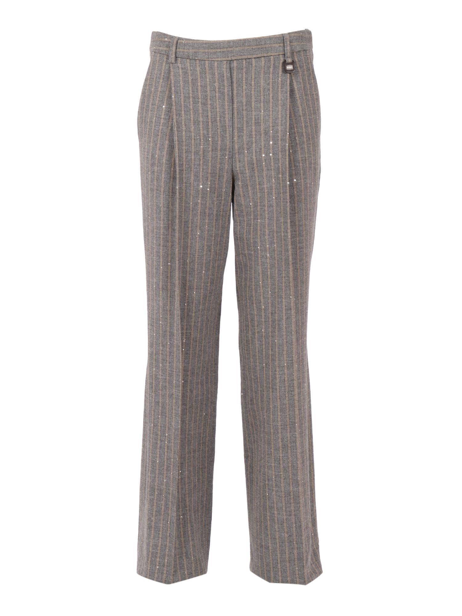 Lorena Antoniazzi Pinstripe Tailored Pants In Luxurious Virgin Wool Blend In Gray
