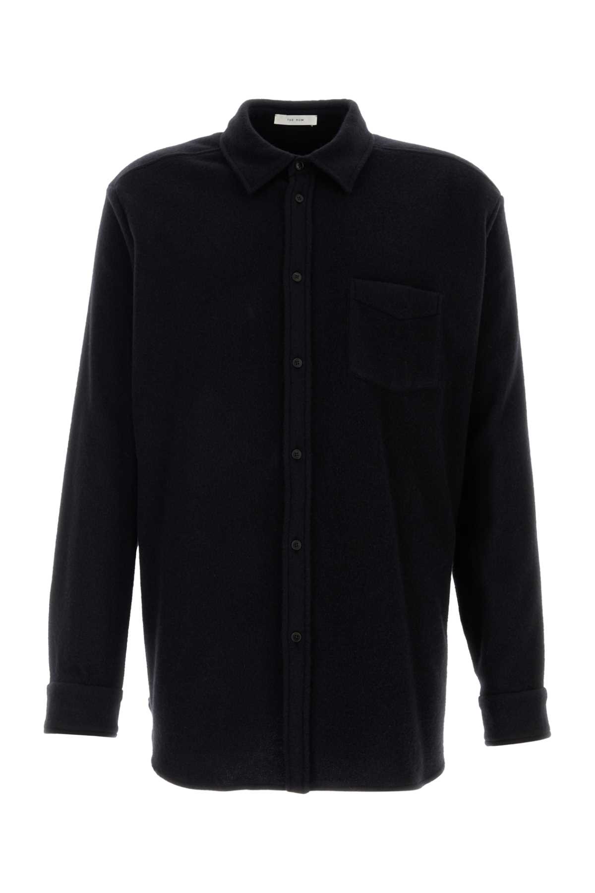 Shop The Row Black Stretch Cashmere Blend Ezra Shirt In Darknavy