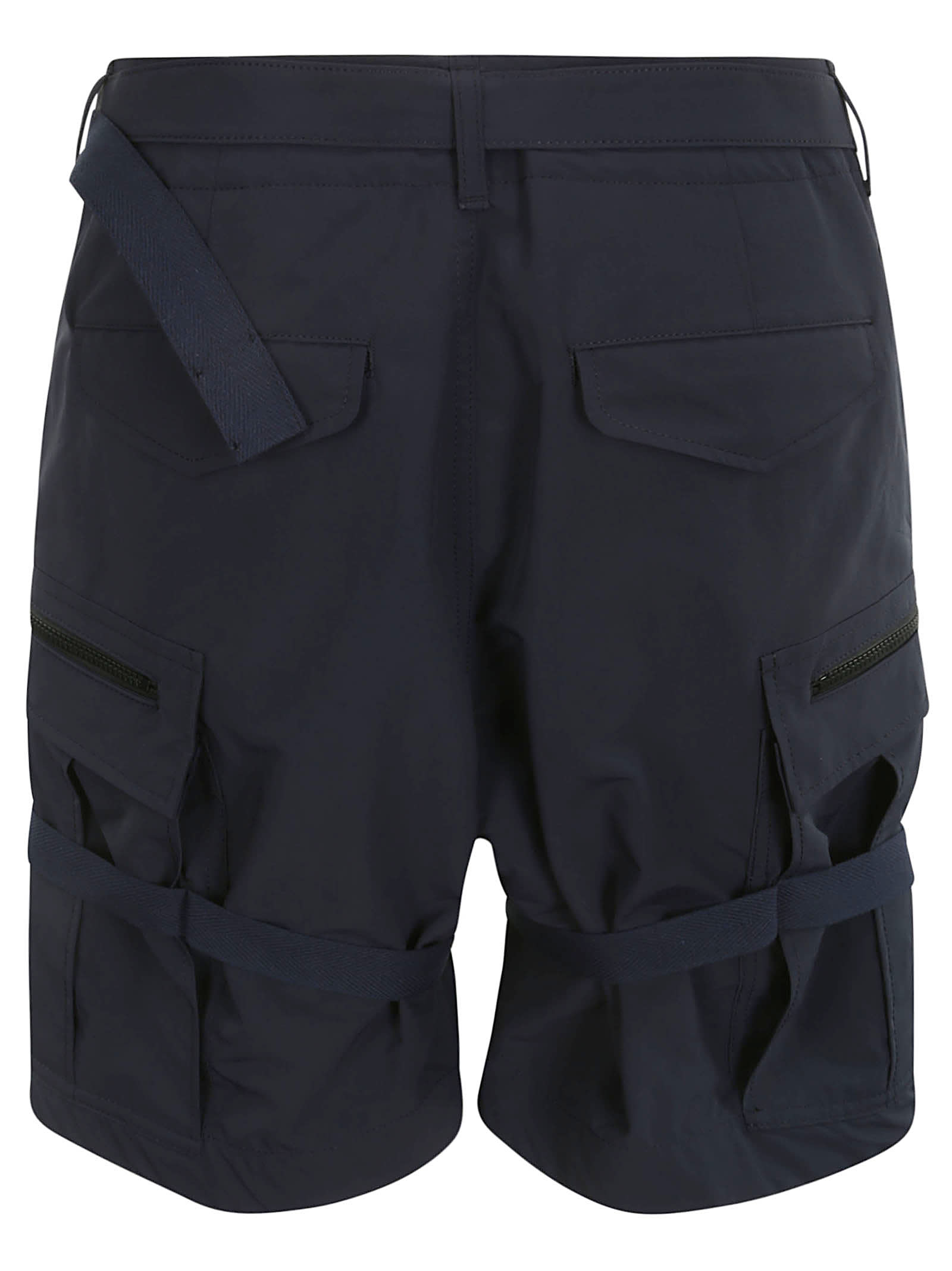 Shop Sacai Matte Taffeta Shorts In Navy