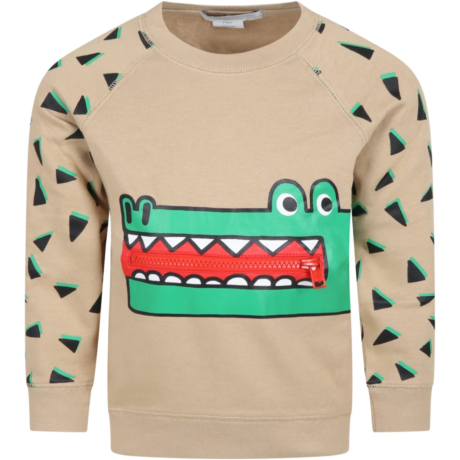 Stella McCartney Kids Beige Sweatshirt For Boy With Crocodile