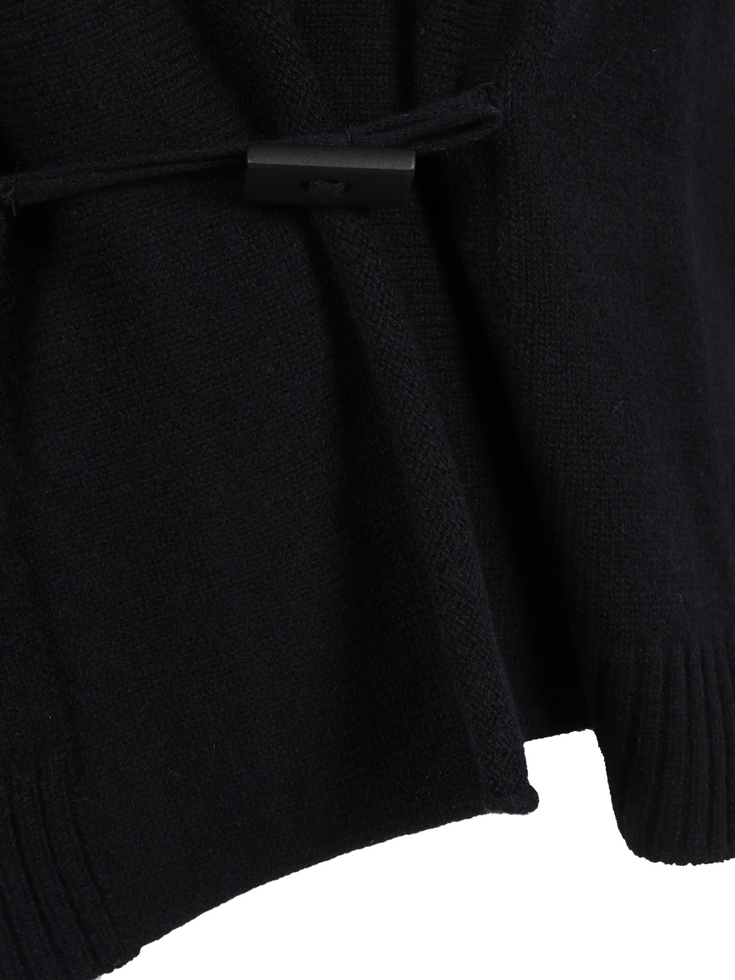 Kangra Cashmere Wrap-style Black Cardigan With Button Closure And Ribbed Cuffs In Black